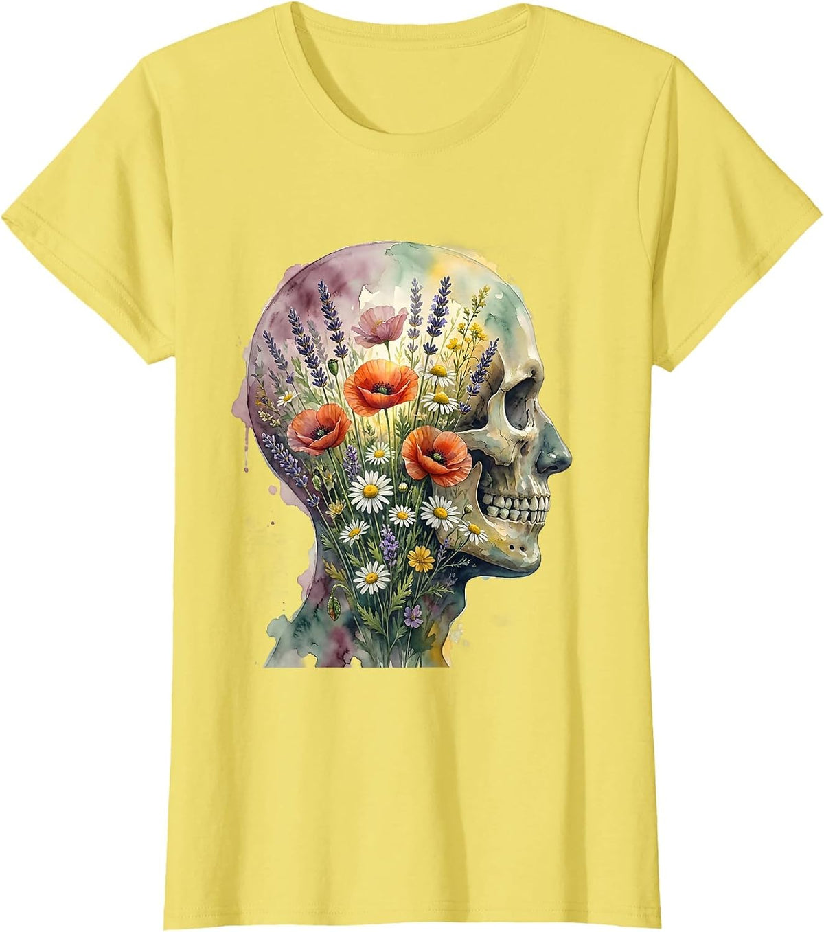 Mental Health Matters Wildflower Mind Graphic T-Shirt - Lemon Yellow