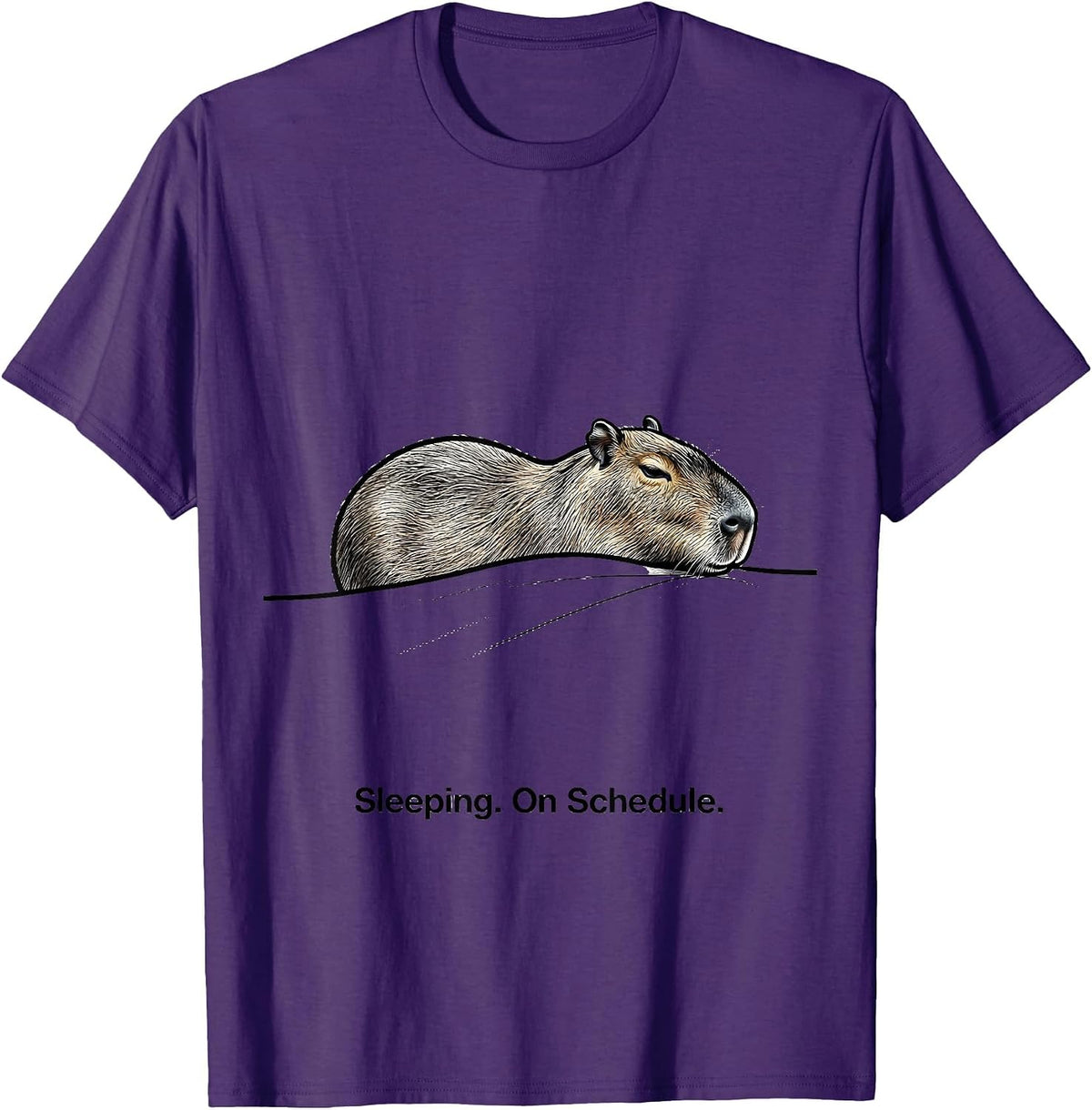 Men's Sleeping. On Schedule Cute Capybara Pajama Humor Nap Lover T-Shirt - Purple