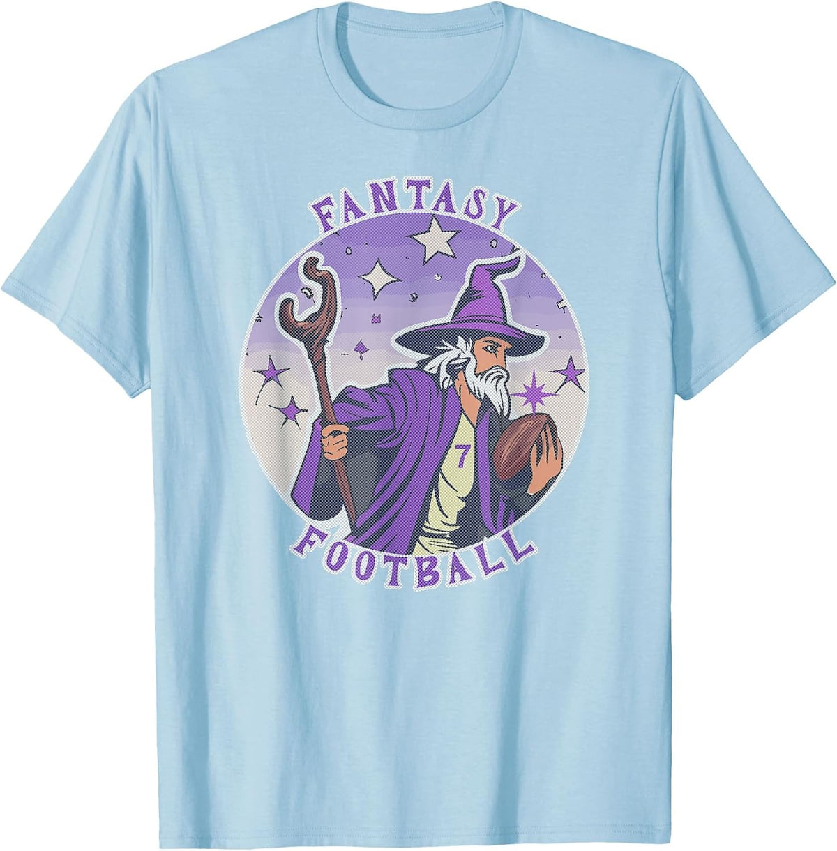 Funny Wizard Fantasy Football Player Literal Dad Joke Pun T-Shirt - Baby Blue