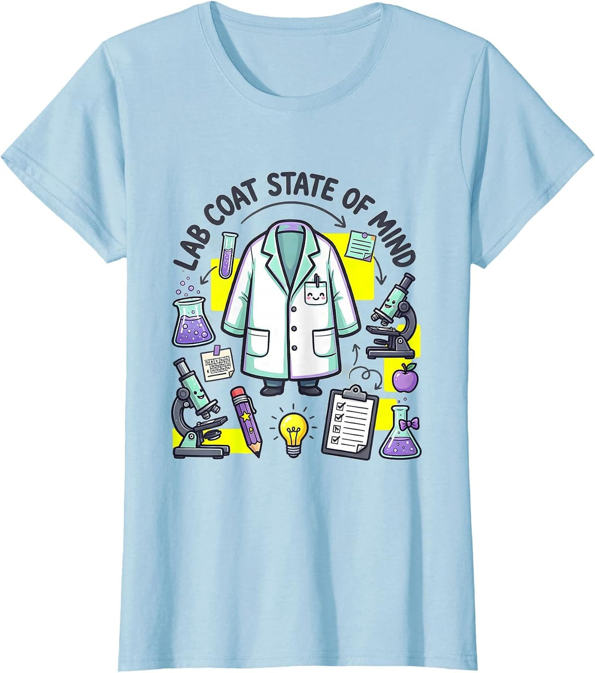 Lab Coat State of Mind Science Teacher Design T-Shirt - Baby Blue