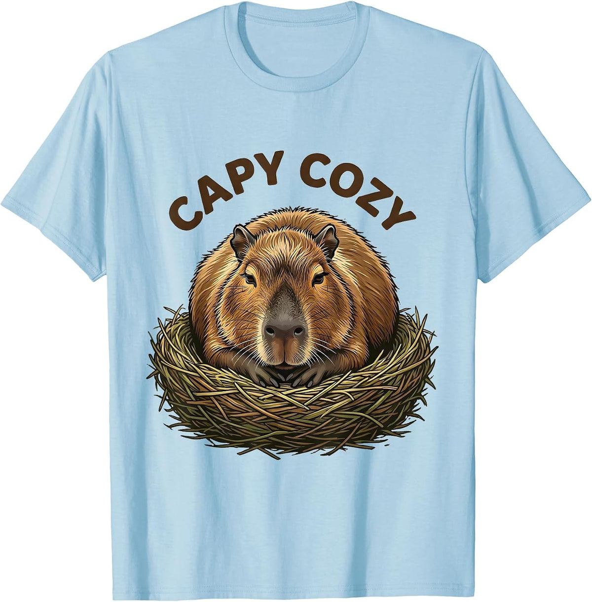 Men's Capy Cozy Funny Capybara Animal Lover Meme Humor T-Shirt - Baby Blue