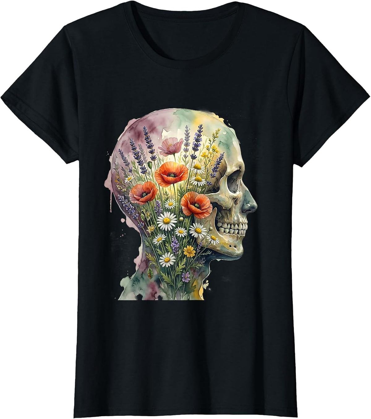 Mental Health Matters Wildflower Mind Graphic T-Shirt - Black