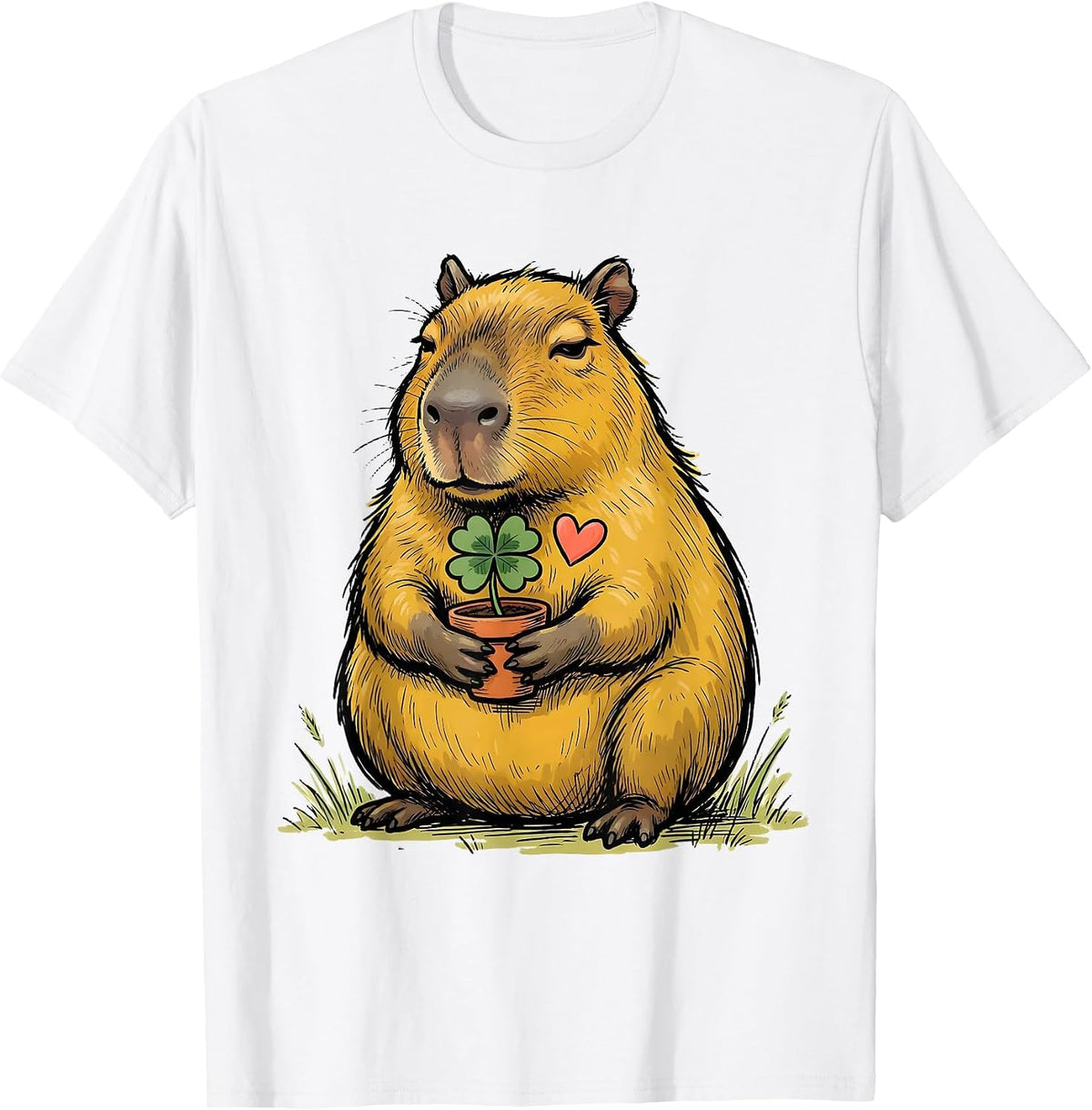 Men's Capybara Meme Kawaii Gamer Humor Cute T-Shirt - White