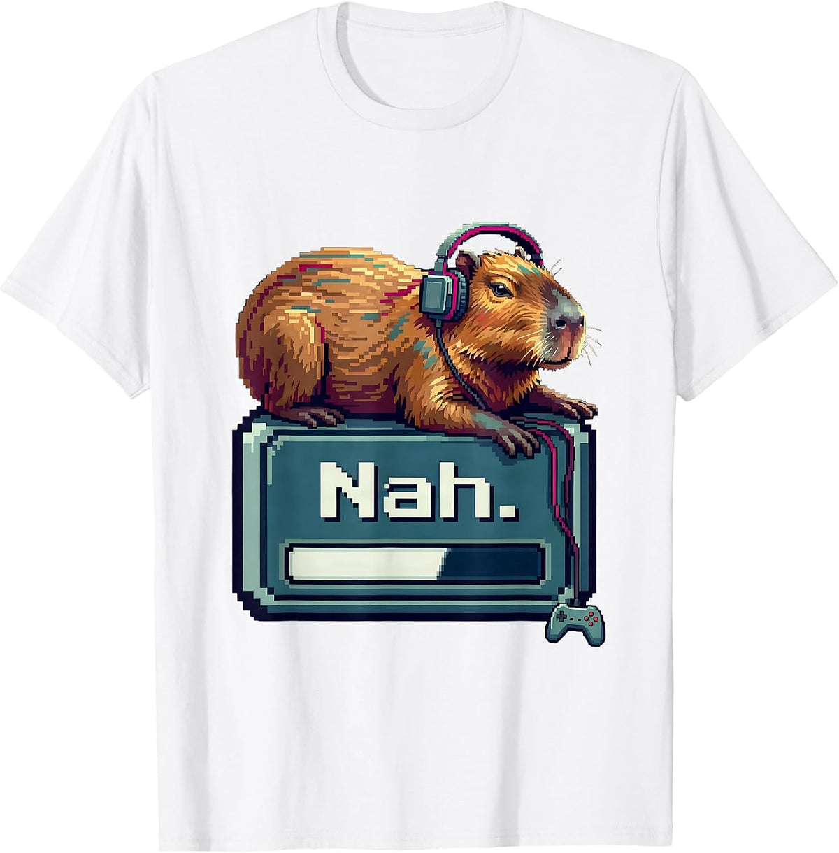 Men's Nah Capybara Gamer Meme Humor Video Games T-Shirt - White