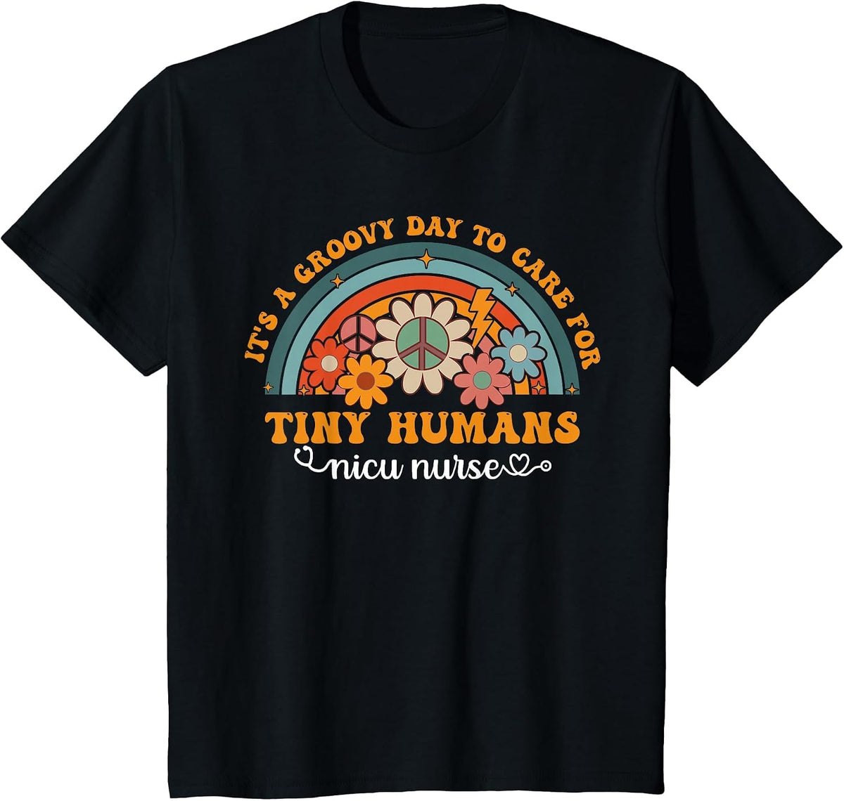 Groovy NICU Nurse Neonatal Intensive Care Unit Cute T-Shirt - Black