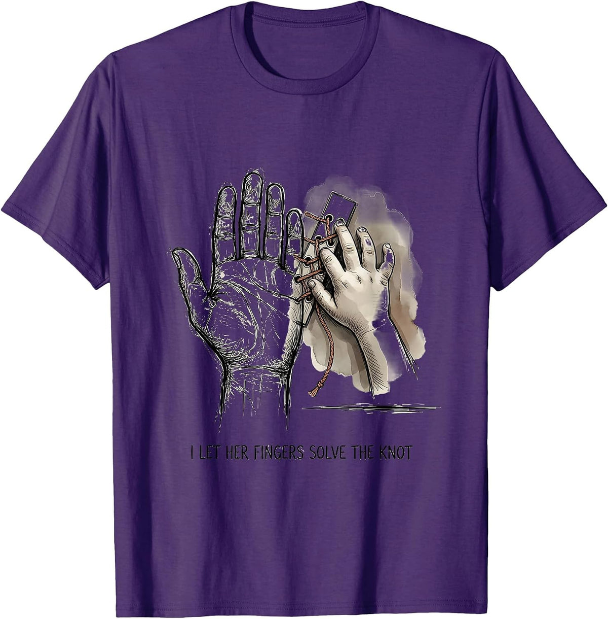 I Let Her Fingers Solve The Knot Montessori Teacher Method T-Shirt - Purple