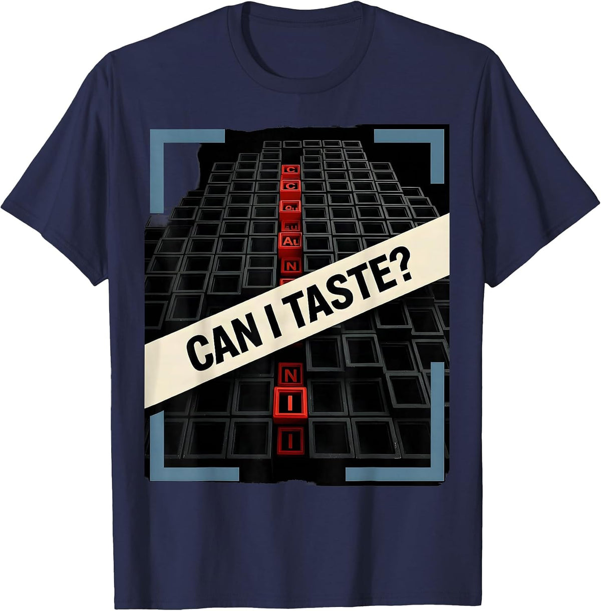 Men's Can I Taste Funny Periodic Table Science Teacher Humor T-Shirt - Navy Blue