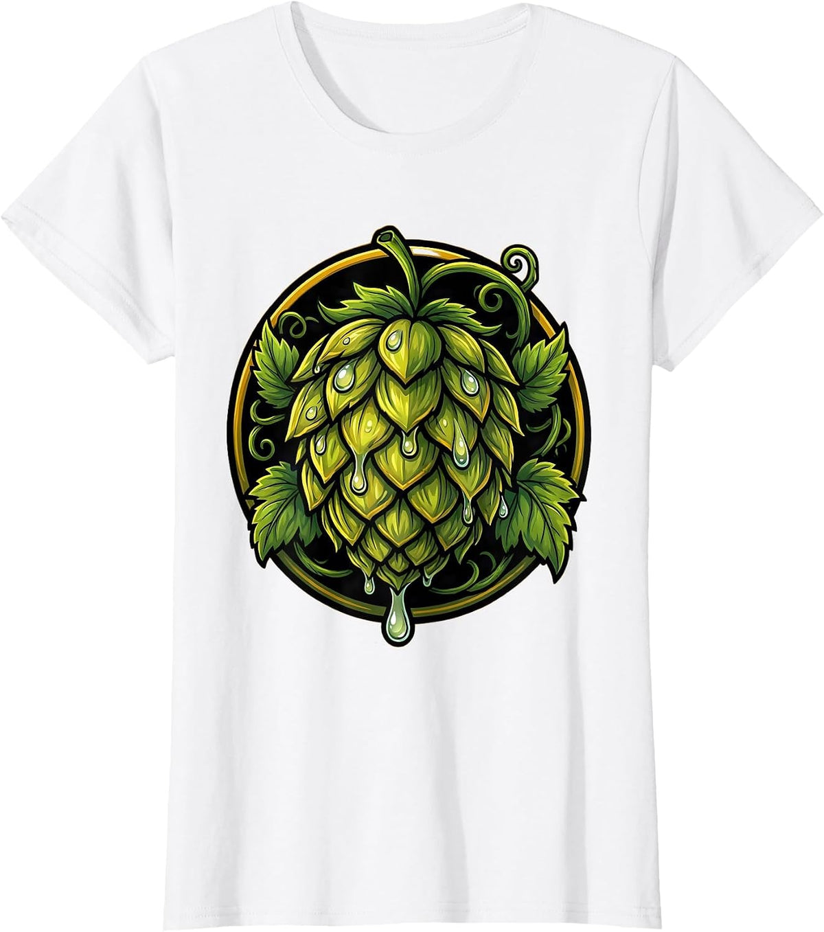 Women's Giant Hop Cone Dripping Dew Beer Graphic T-Shirt - White