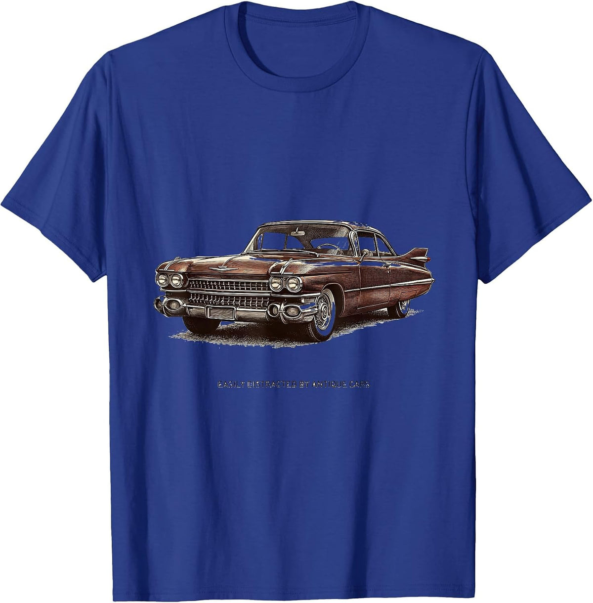 Easily Distracted By Antique Cars Funny Vintage Classic Car T-Shirt - Royal Blue