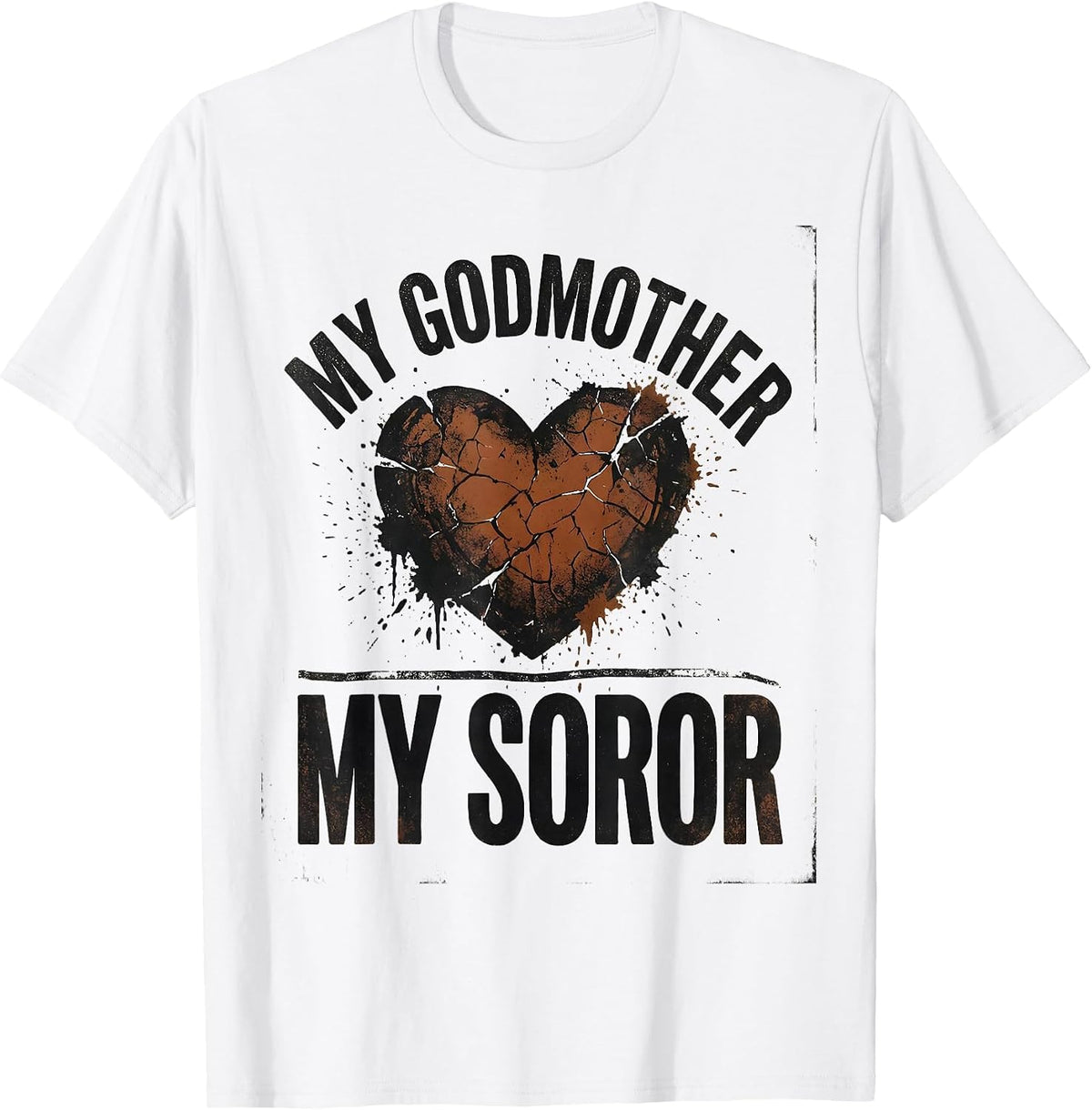 Men's My Godmother My Soror Distressed Sorority Greek Letter Pride T-Shirt - White