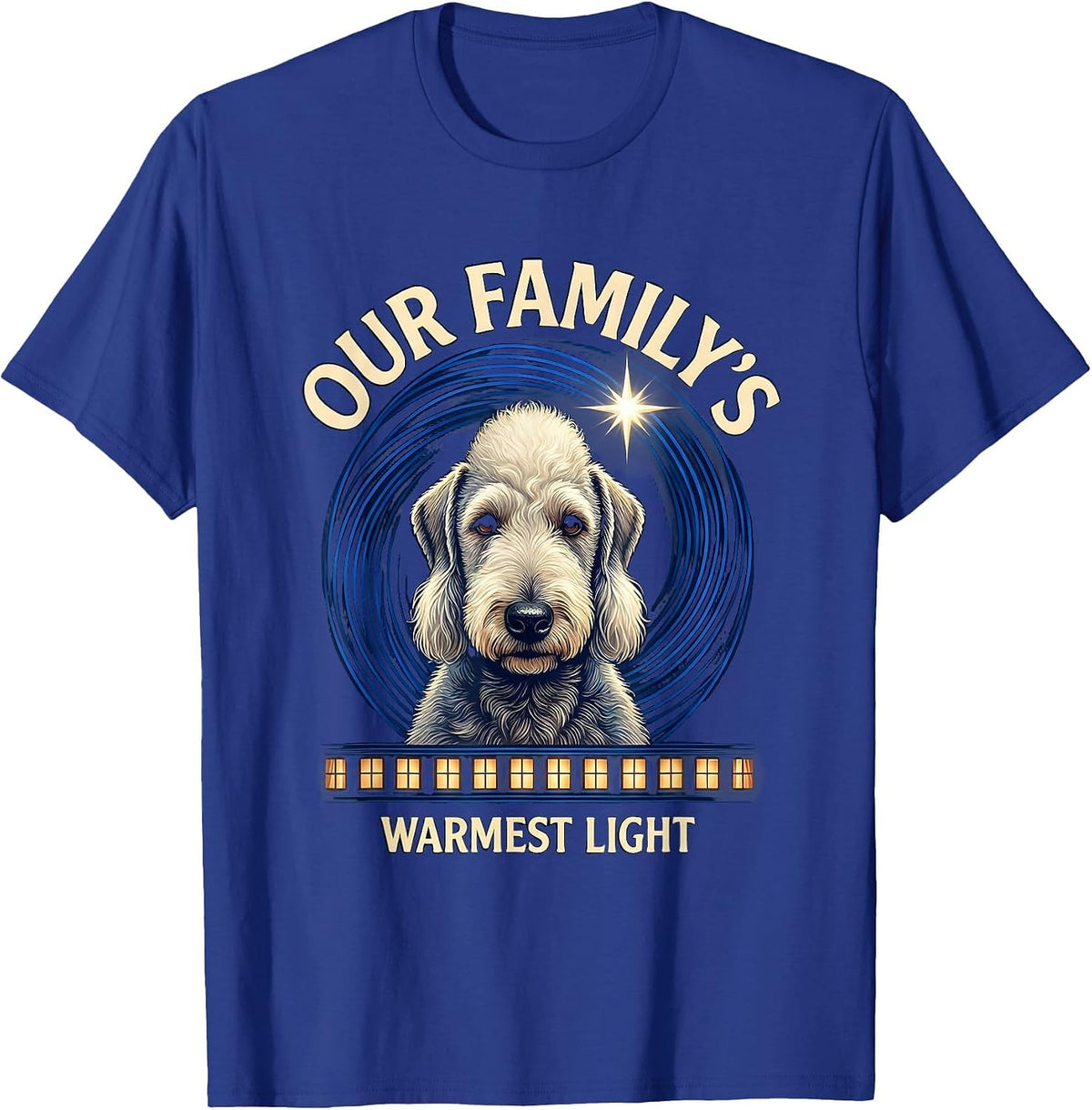 Our Family's Warmest Light Bedlington Terrier Van Gogh Style T-Shirt - Royal Blue