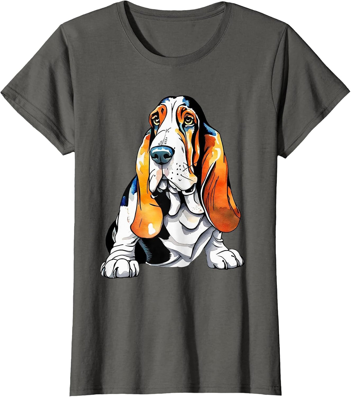 Bassett Hound Dog Breed Graphic T-Shirt - Asphalt Grey