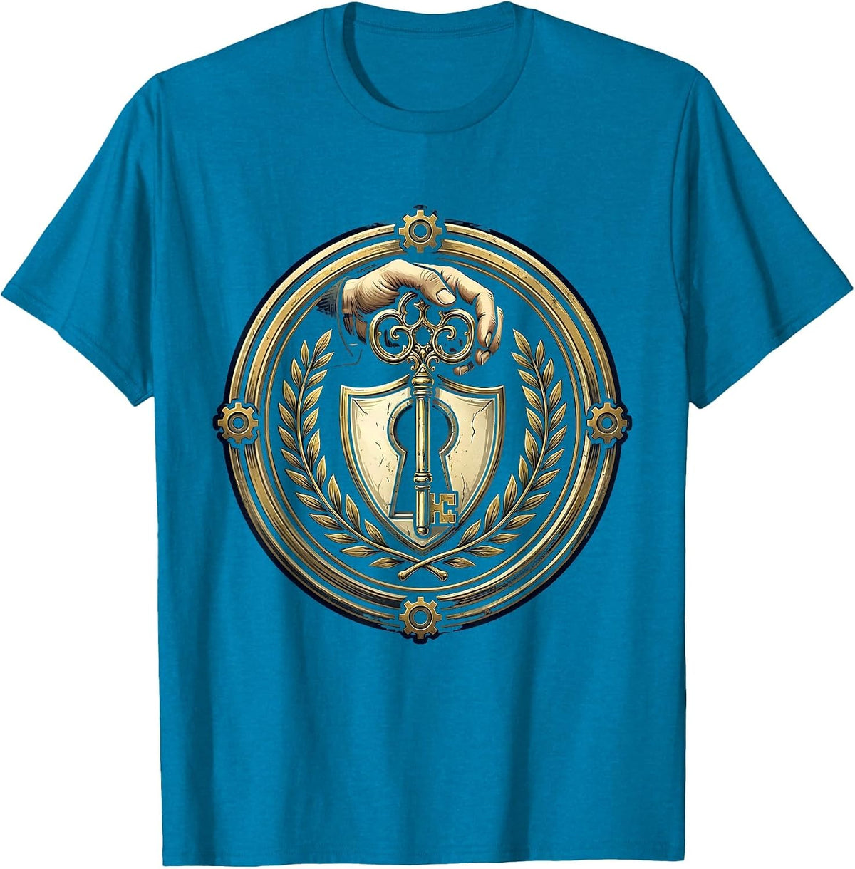 Occupational Therapy Rusty Key Unlocking Door Art T-Shirt - Sapphire Blue