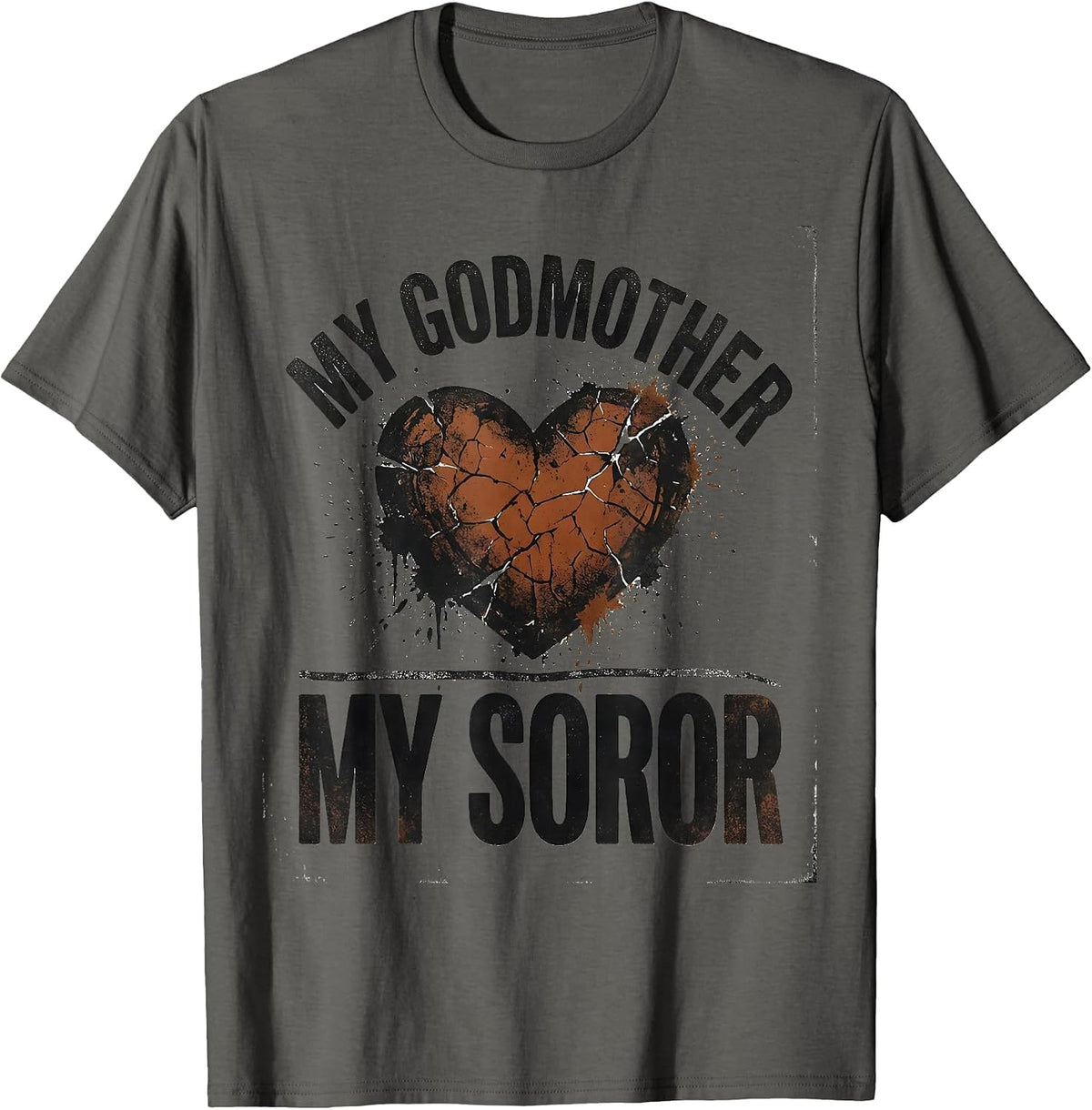 Men's My Godmother My Soror Distressed Sorority Greek Letter Pride T-Shirt - Asphalt Grey