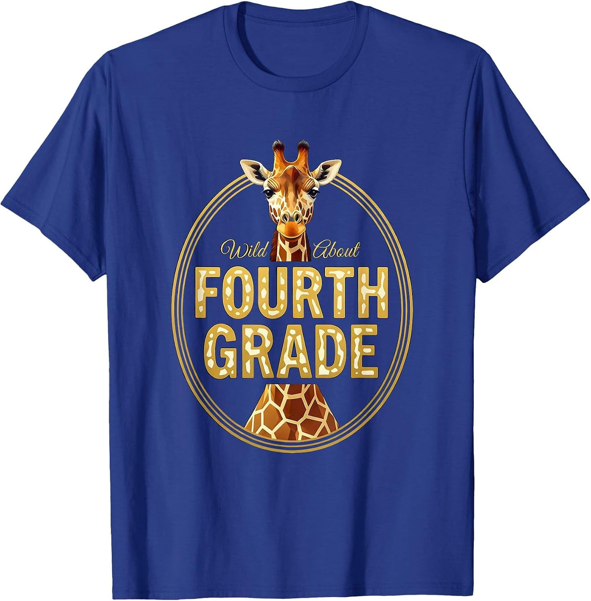 Men's Wild About Fourth Grade Playful Teacher Appreciation Animal T-Shirt - Royal Blue