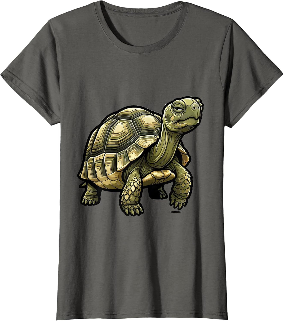 Women's Hermann's Tortoise Cartoon Turtle Lover Novelty Gift T-Shirt - Asphalt Grey