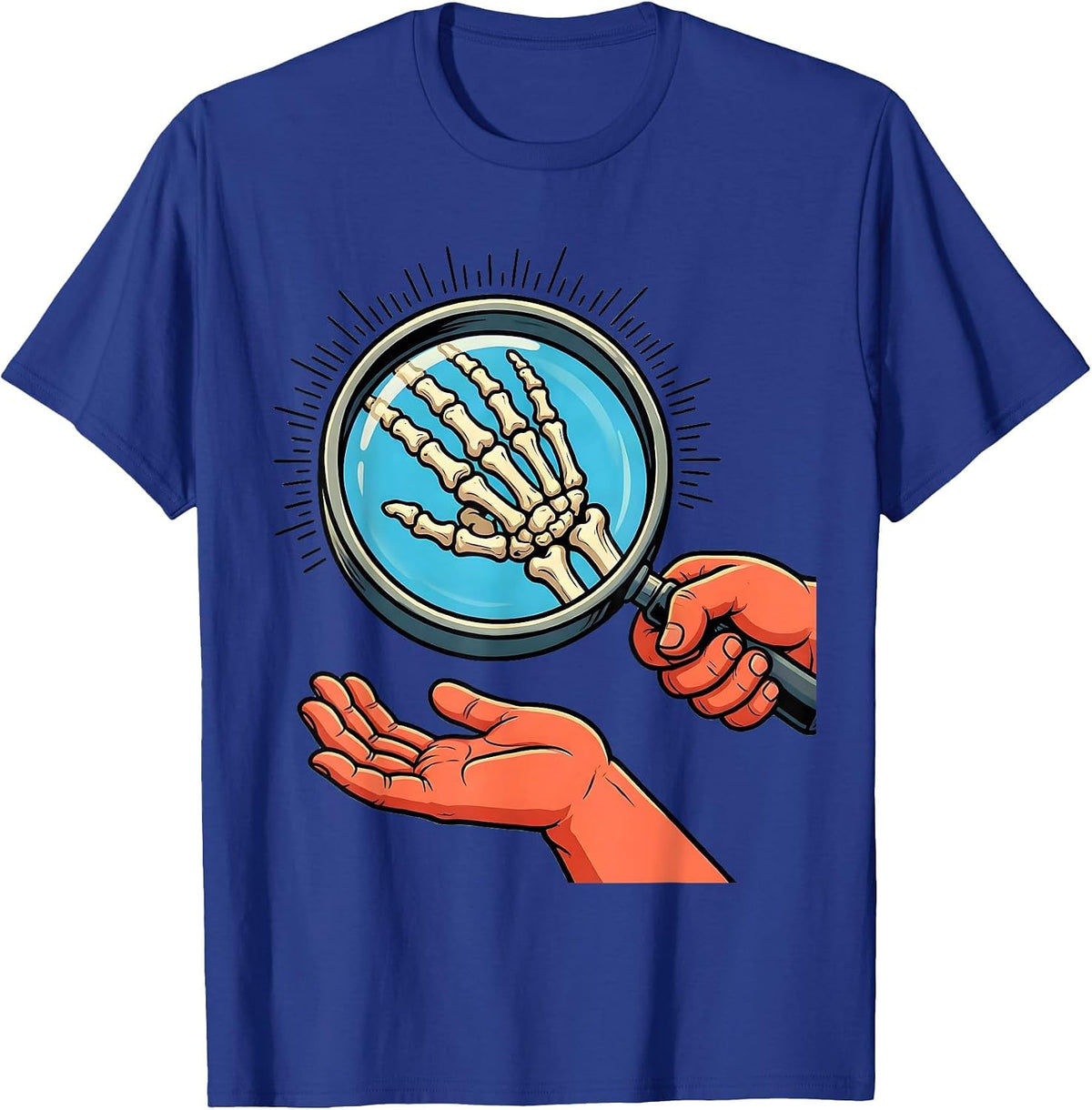 Men's Occupational Therapy Hand Anatomy Magnifying Glass T-Shirt - Royal Blue