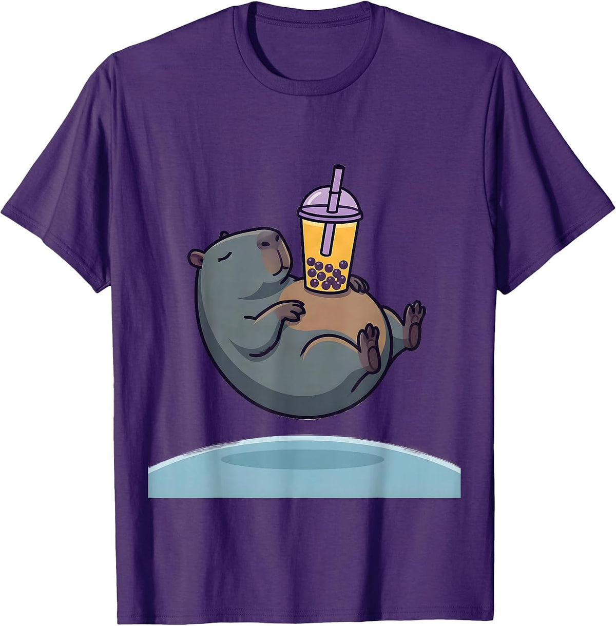 Cute Capybara Boba Tea Kawaii Anime Humor T-Shirt - Purple