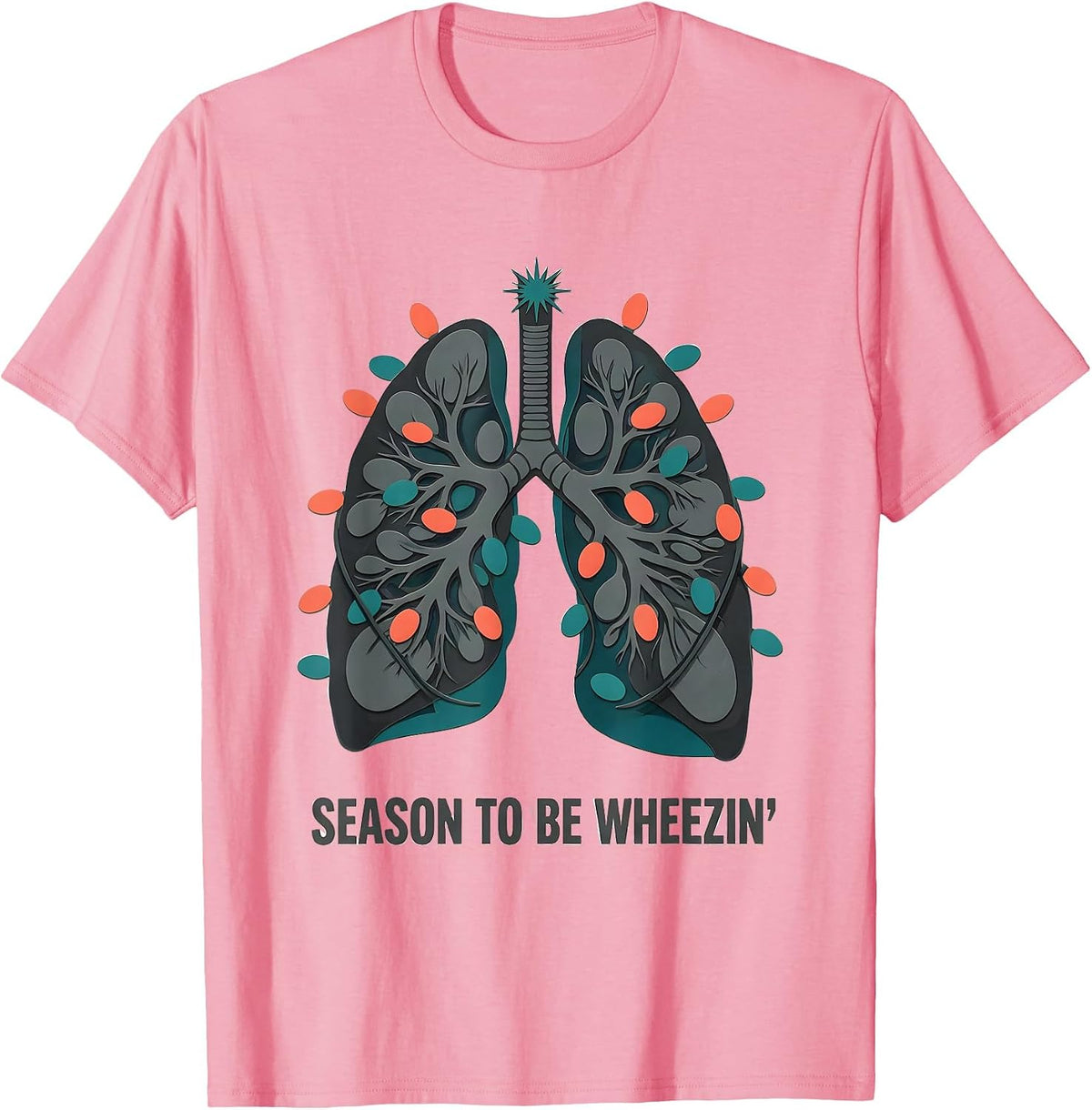 Men's Season To Be Wheezin' Midcentury Modern Respiratory T-Shirt - Pink
