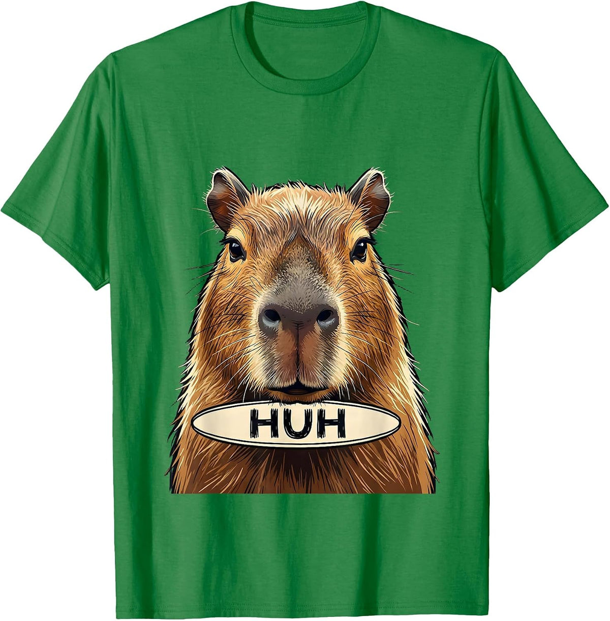 Men's Huh Funny Capybara Animal Meme Humor Video Games T-Shirt - Kelly Green