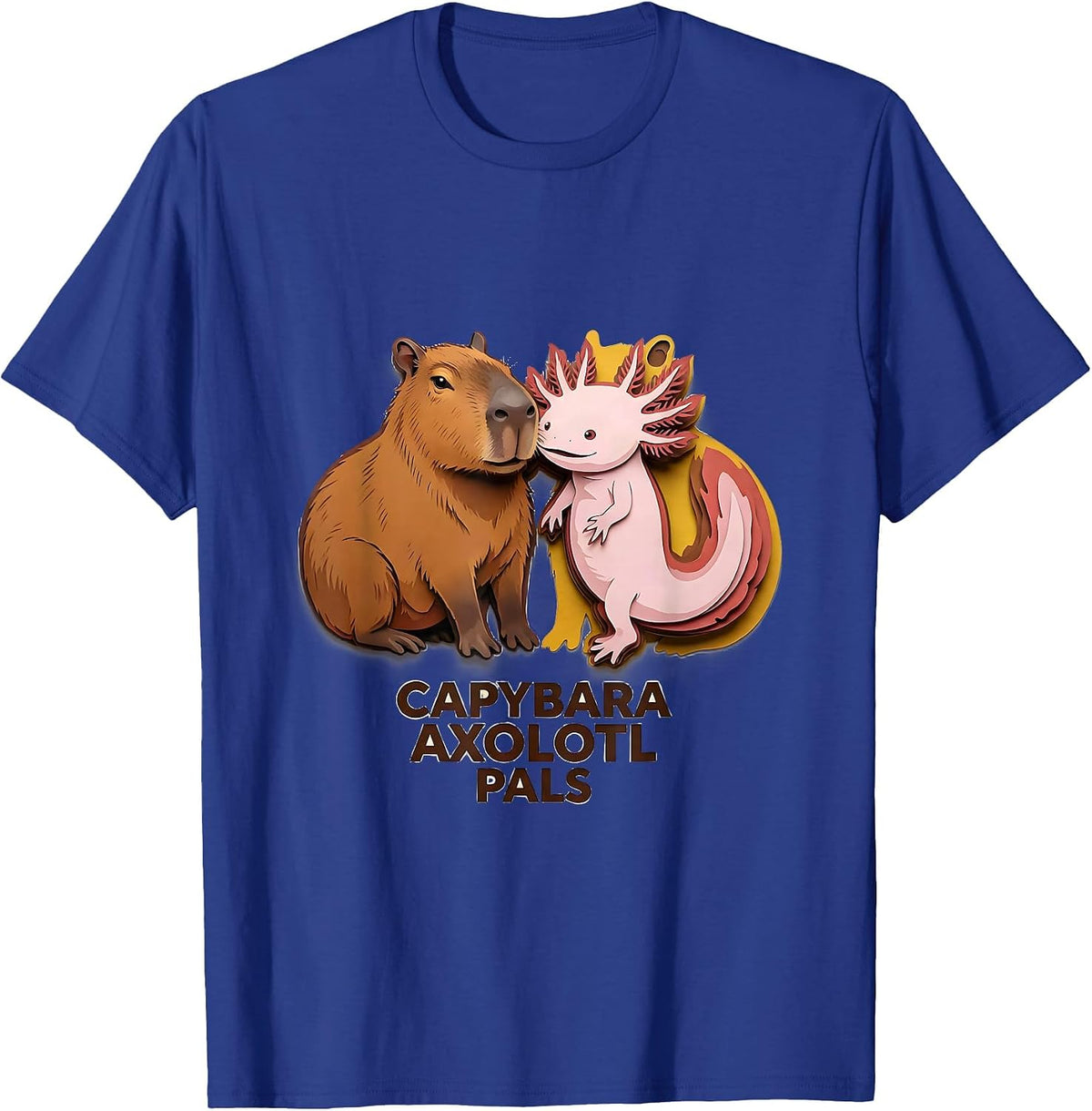 Men's Capybara Axolotl Pals Cute Kawaii Animal Lover Kids Gift T-Shirt - Royal Blue