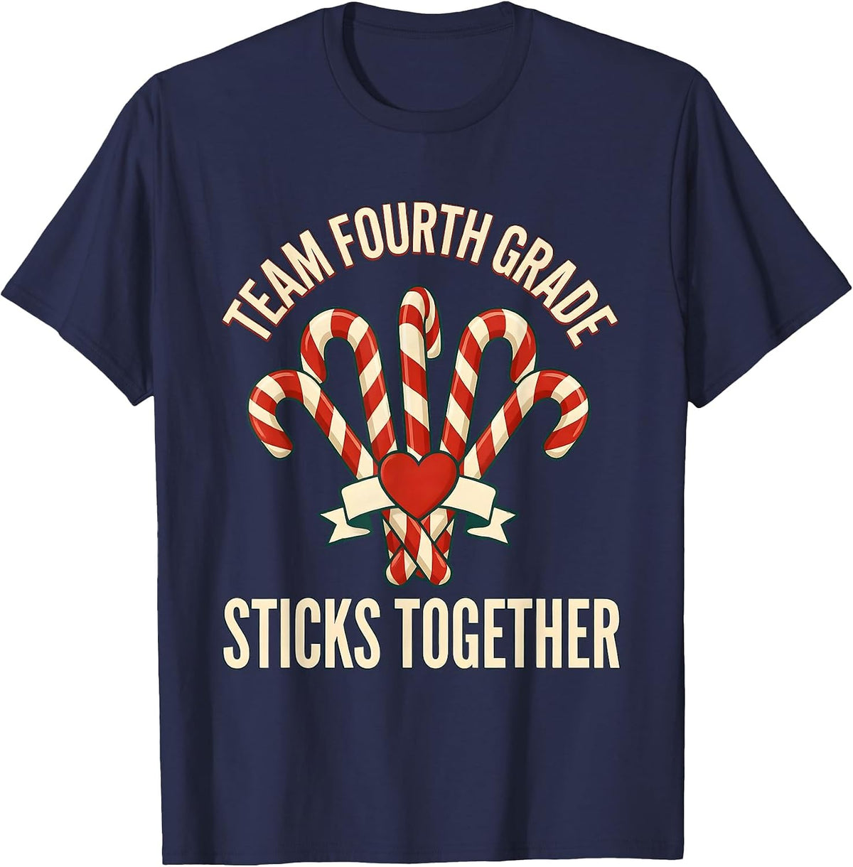 Men's Team Fourth Grade Sticks Together Sign Painter Teacher T-Shirt - Navy Blue