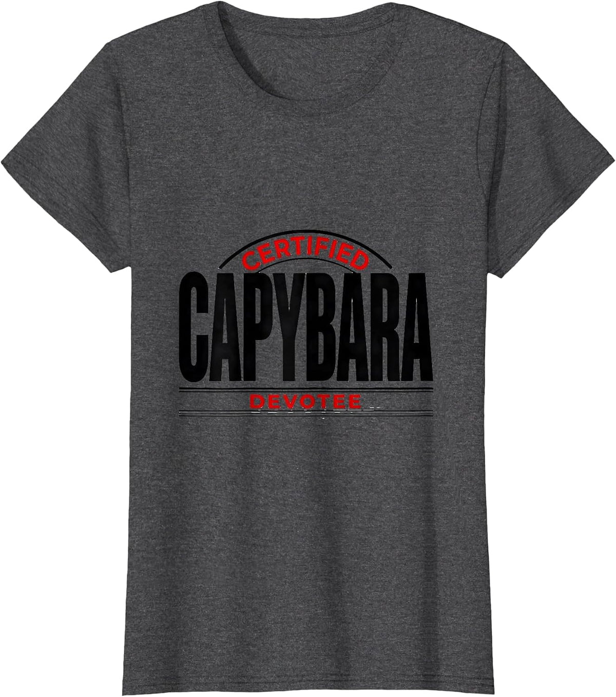 Women's Certified Capybara Devotee Funny Animal Lover Humor T-Shirt - Dark Heather Grey