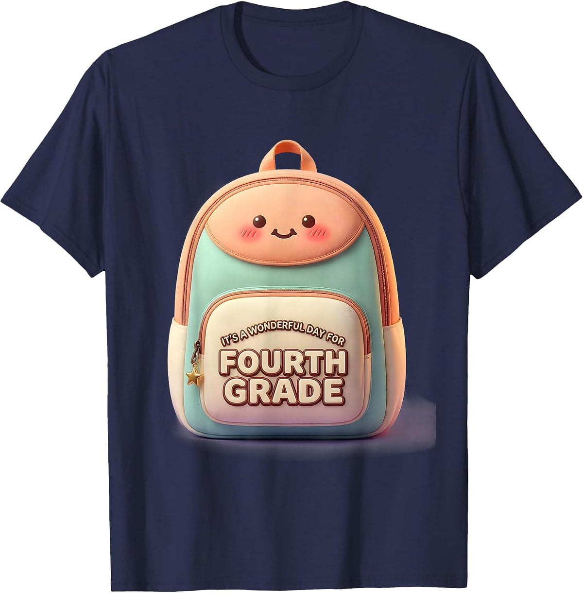 It's A Wonderful Day For Fourth Grade Cute Kawaii Teacher T-Shirt - Navy Blue