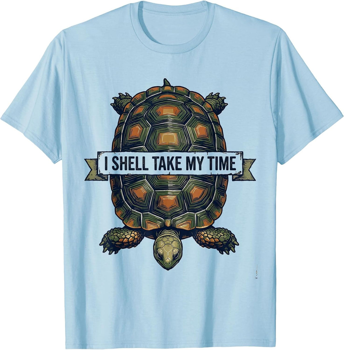 Men's I Shell Take My Time Vintage Tortoise Lover Humor T-Shirt - Baby Blue