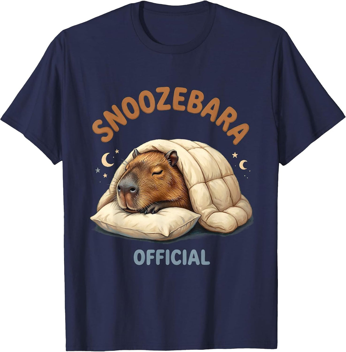Snoozebara Official Cute Capybara Sleepwear Kids Pajama Top T-Shirt - Navy Blue