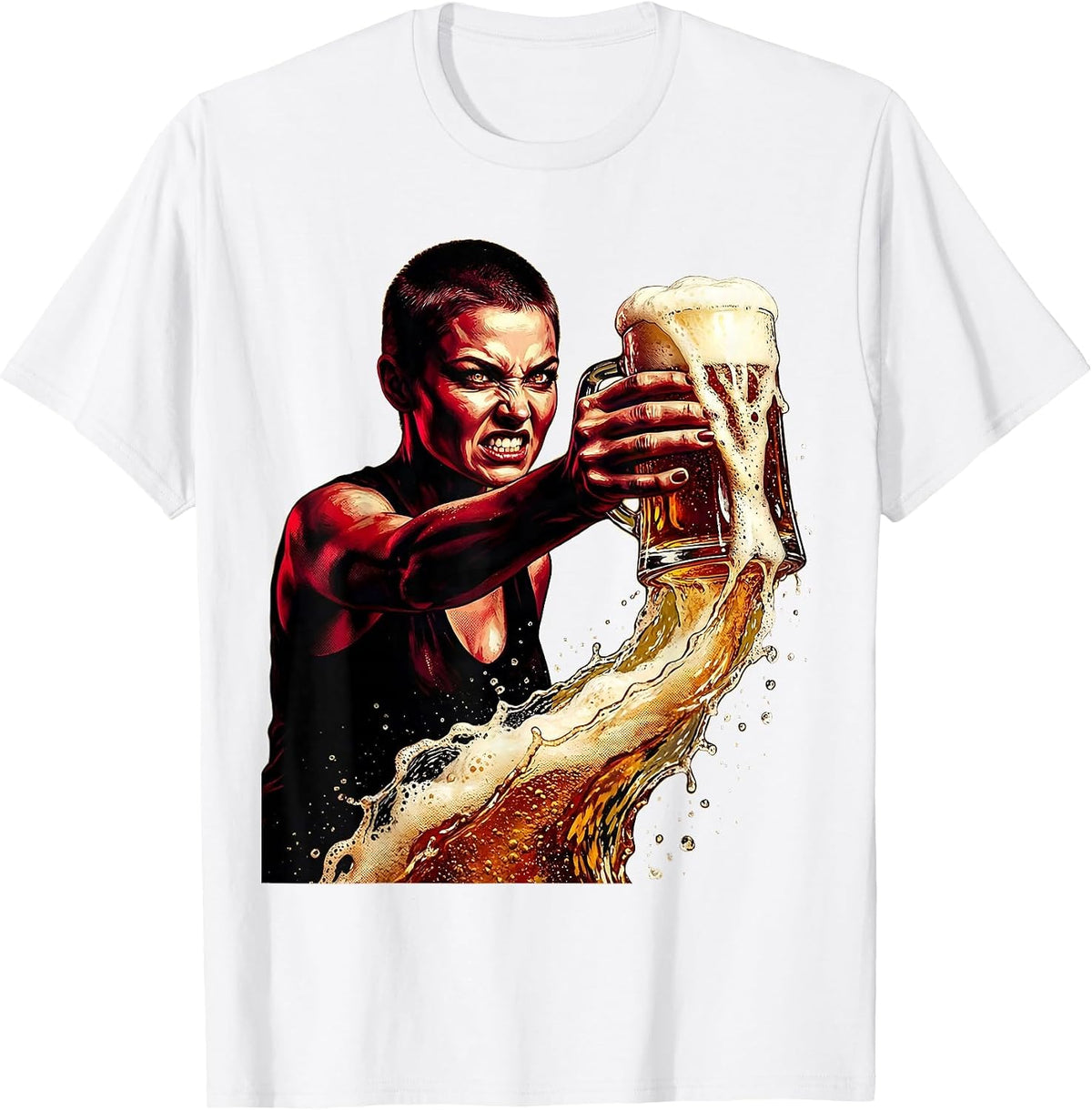 Men's Fierce Beer Pour Graphic Tee T-Shirt - White