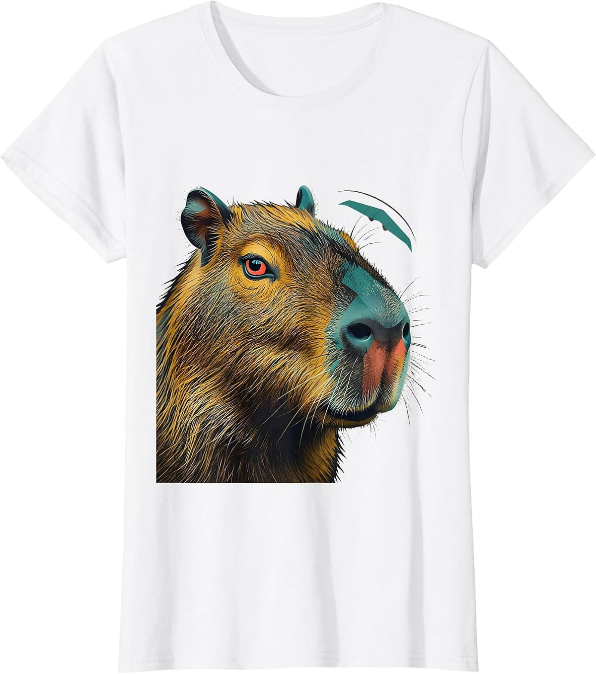 Women's Capybara Head Midcentury Modern Funny Meme Humor T-Shirt - White