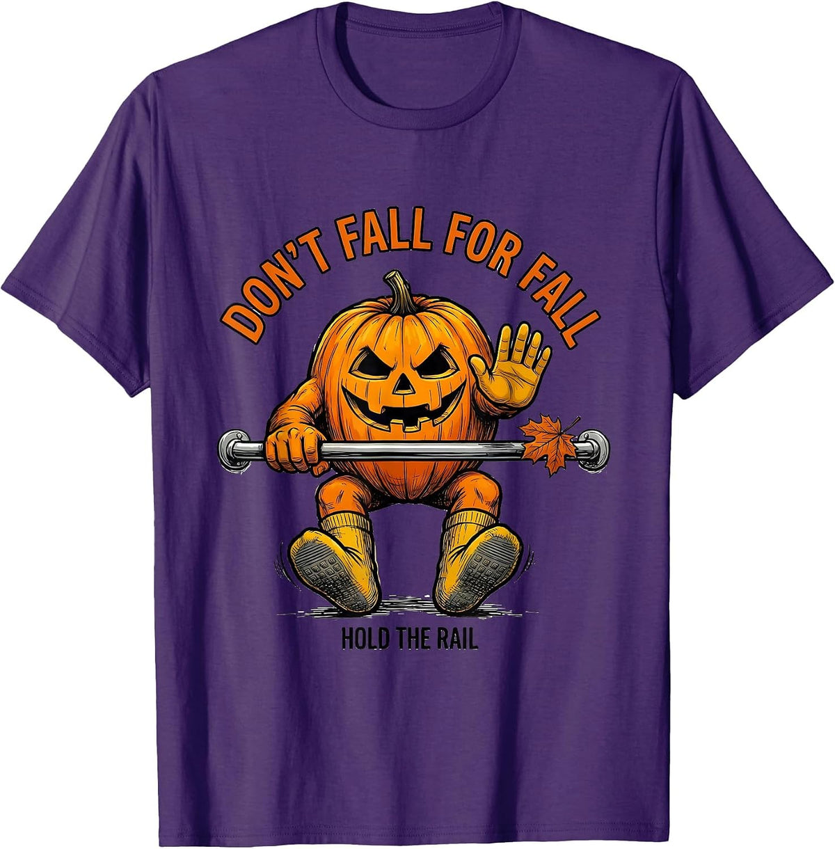 Don't Fall For Fall Hold the Rail Funny Nurse Physical T-Shirt - Purple