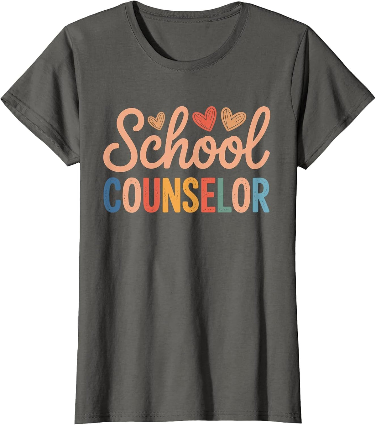 School Counselor Appreciation Back to School Heart Design T-Shirt - Asphalt Grey
