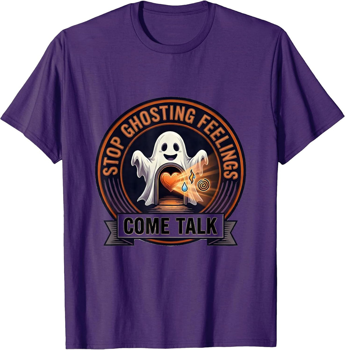 Stop Ghosting Feelings Come Talk Halloween School Counselor T-Shirt - Purple