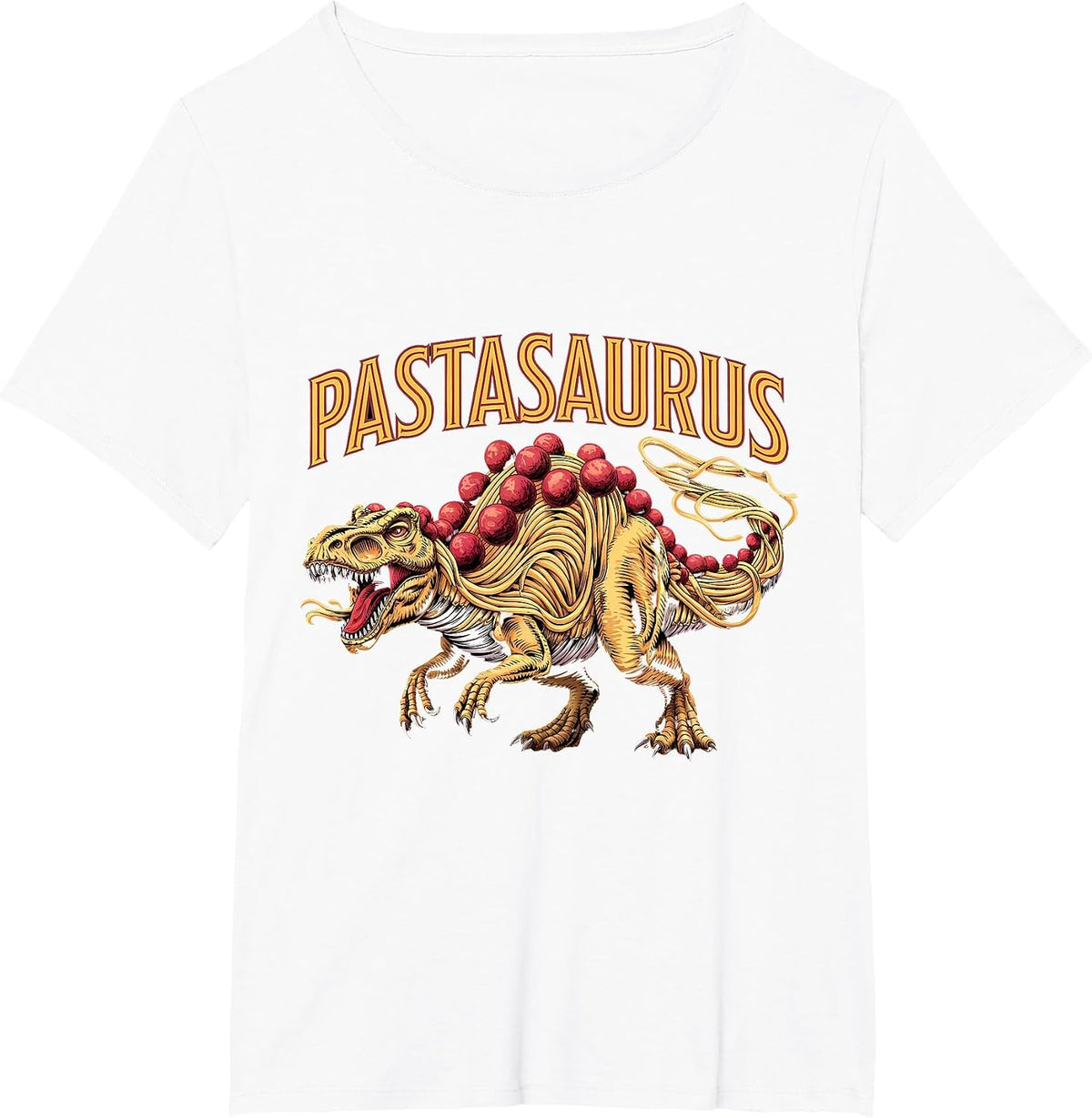 Spaghetti Pasta Dinosaur T-Rex Italian Food Pasta Noodles T-Shirt - White