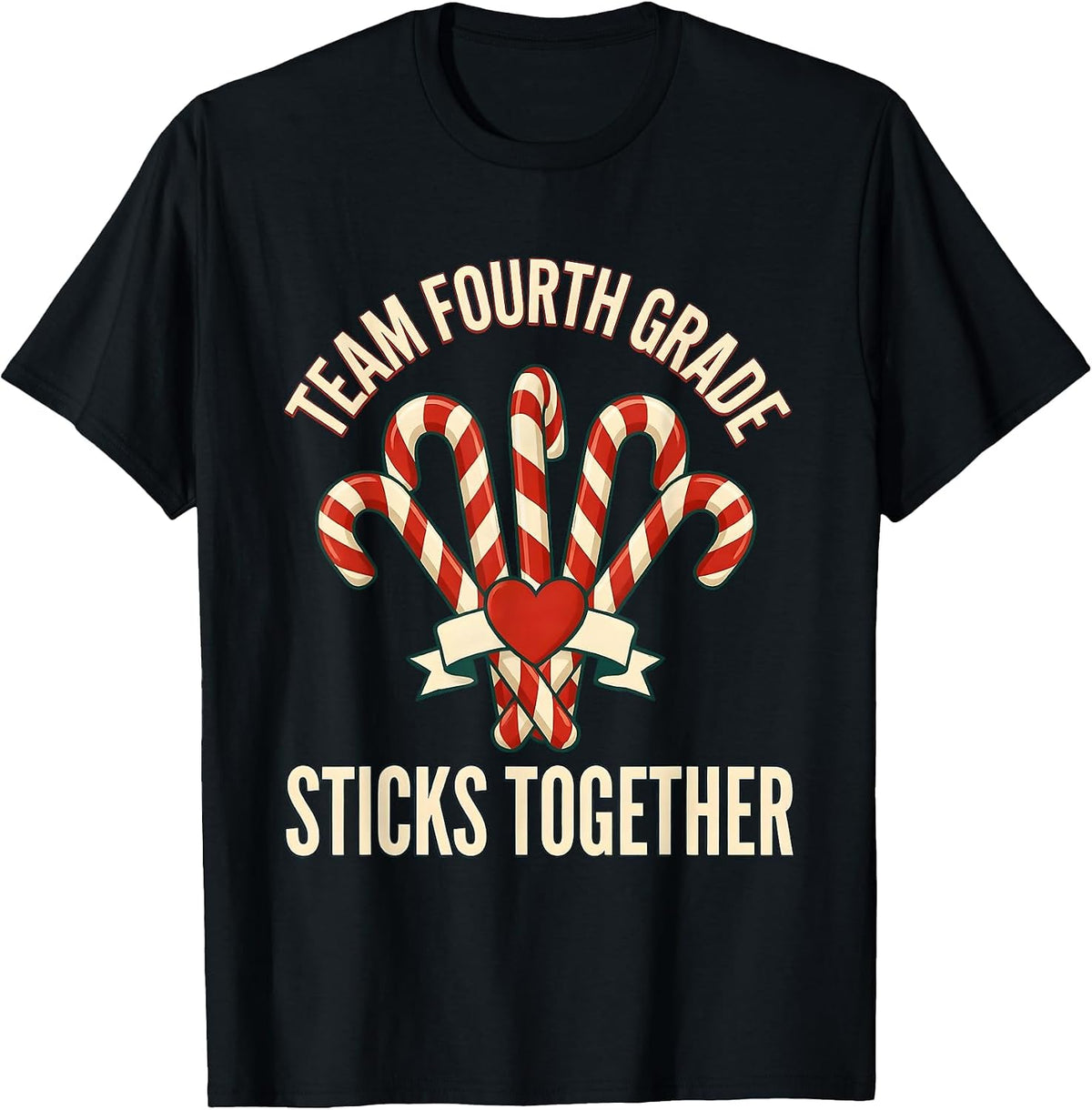 Men's Team Fourth Grade Sticks Together Sign Painter Teacher T-Shirt - Black