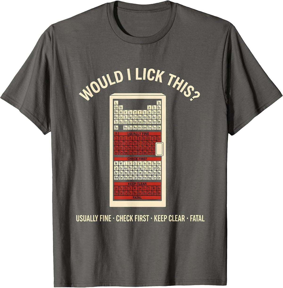 Would I Lick This Funny Periodic Table Science Teacher Gift T-Shirt - Asphalt Grey