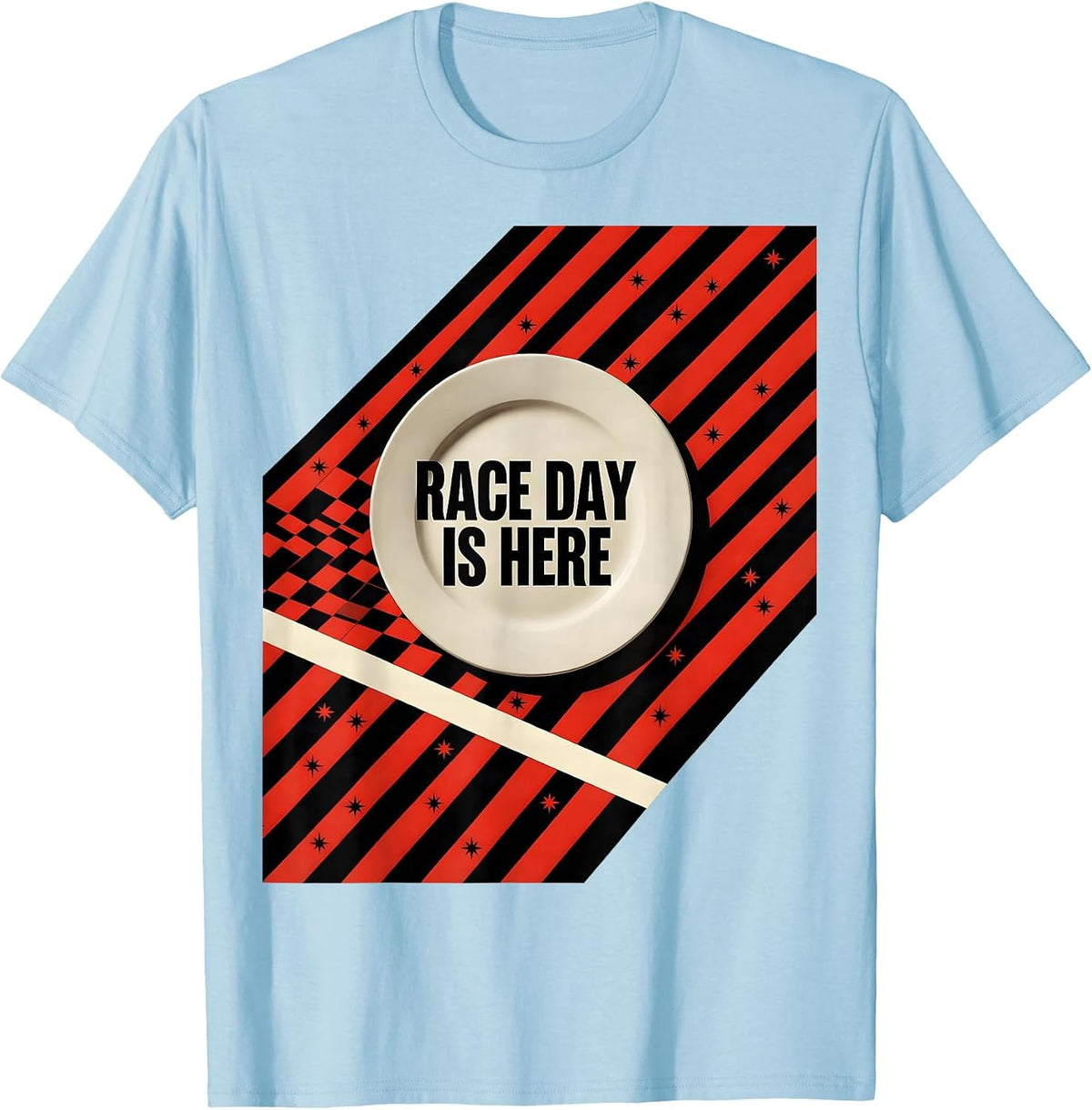 Men's Race Day Is Here Constructivist Poster Drag Racing Patriot T-Shirt - Baby Blue