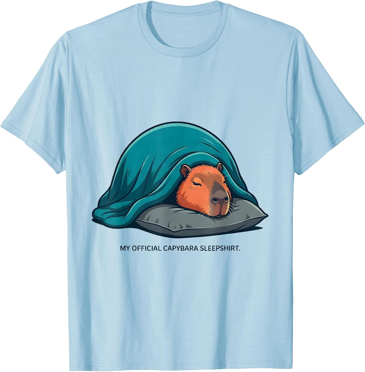 Men's My Official Capybara Sleepshirt Cute Animal Lover Lounge T-Shirt - Baby Blue