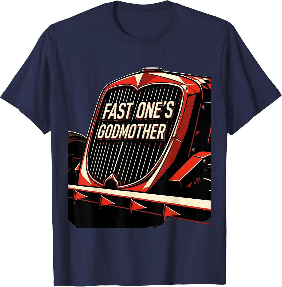 Fast One's Godmother Constructivist Poster Pit Crew Race Car T-Shirt - Navy Blue