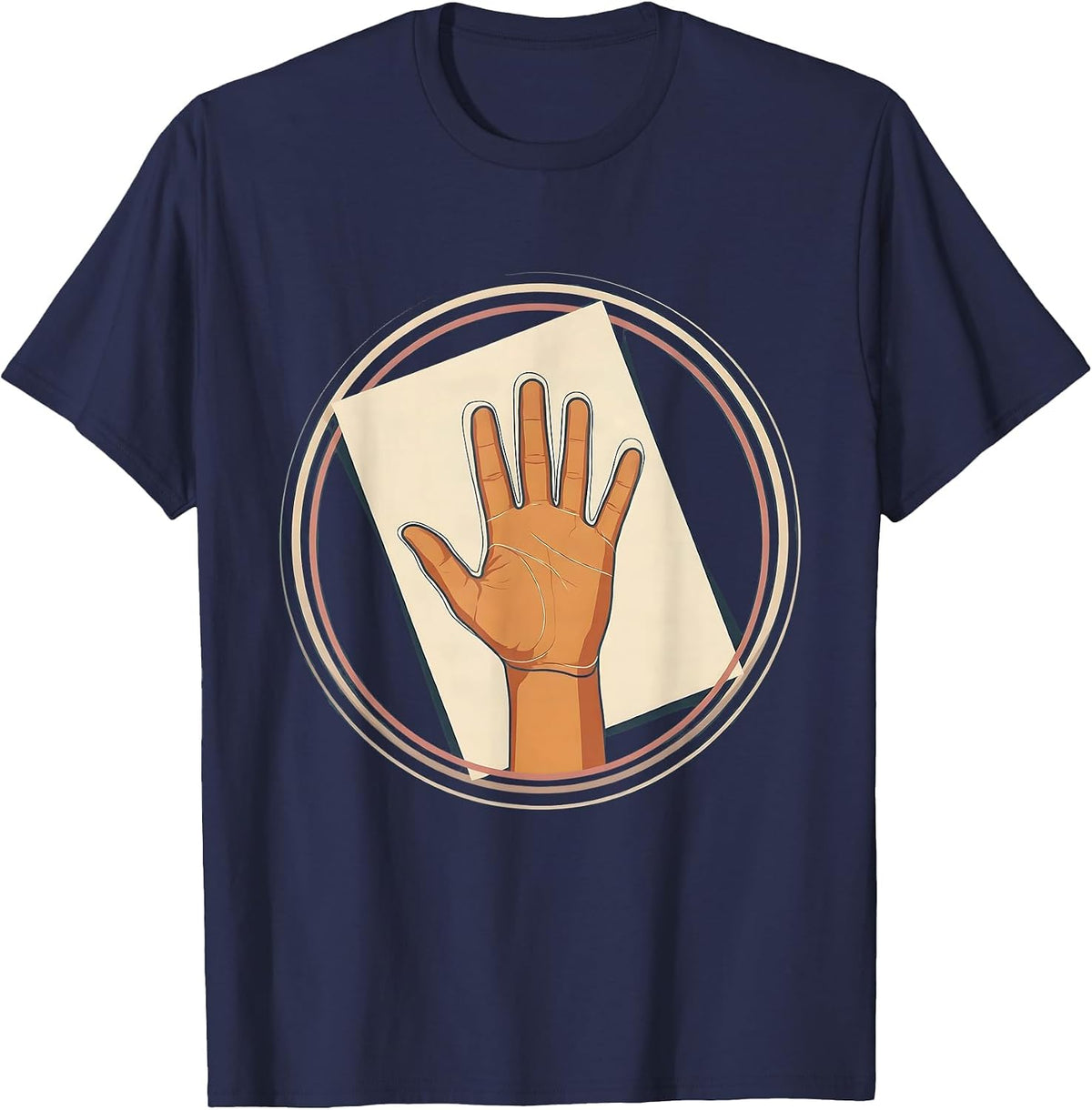 Occupational Therapy Hand Tracing Illustration T-Shirt - Navy Blue