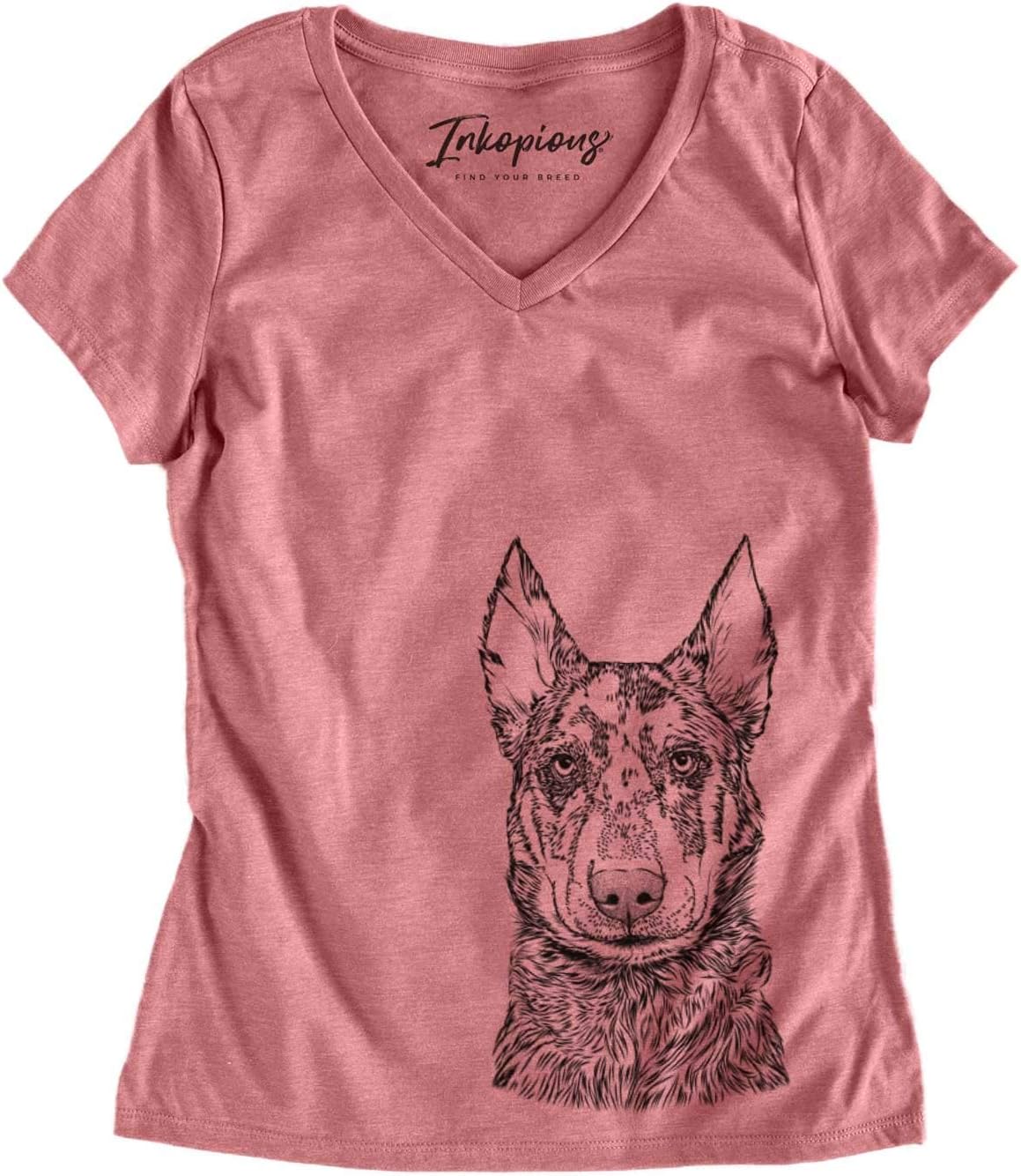 Bare Riggs the Beauceron Dog Triblend T-Shirt - Dusty Rose V-neck