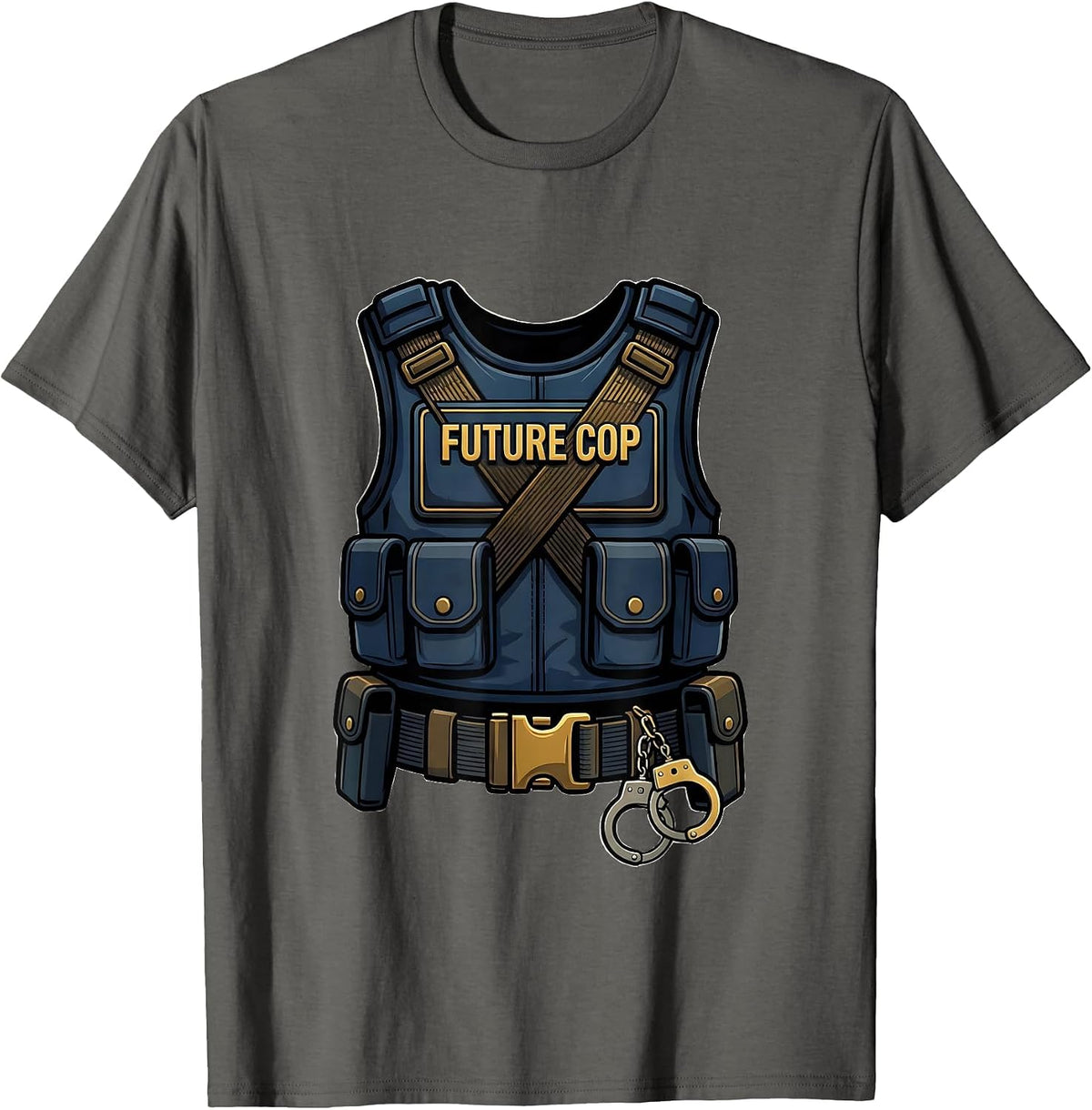 Future Cop Costume Halloween Police Officer Toddler Kids T-Shirt - Asphalt Grey