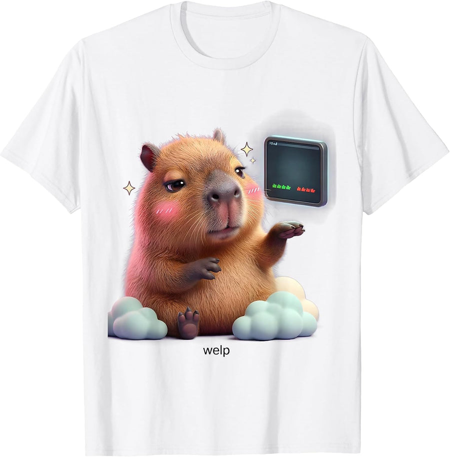 welp Cute Kawaii Capybara Animal Meme Humor T-Shirt - White