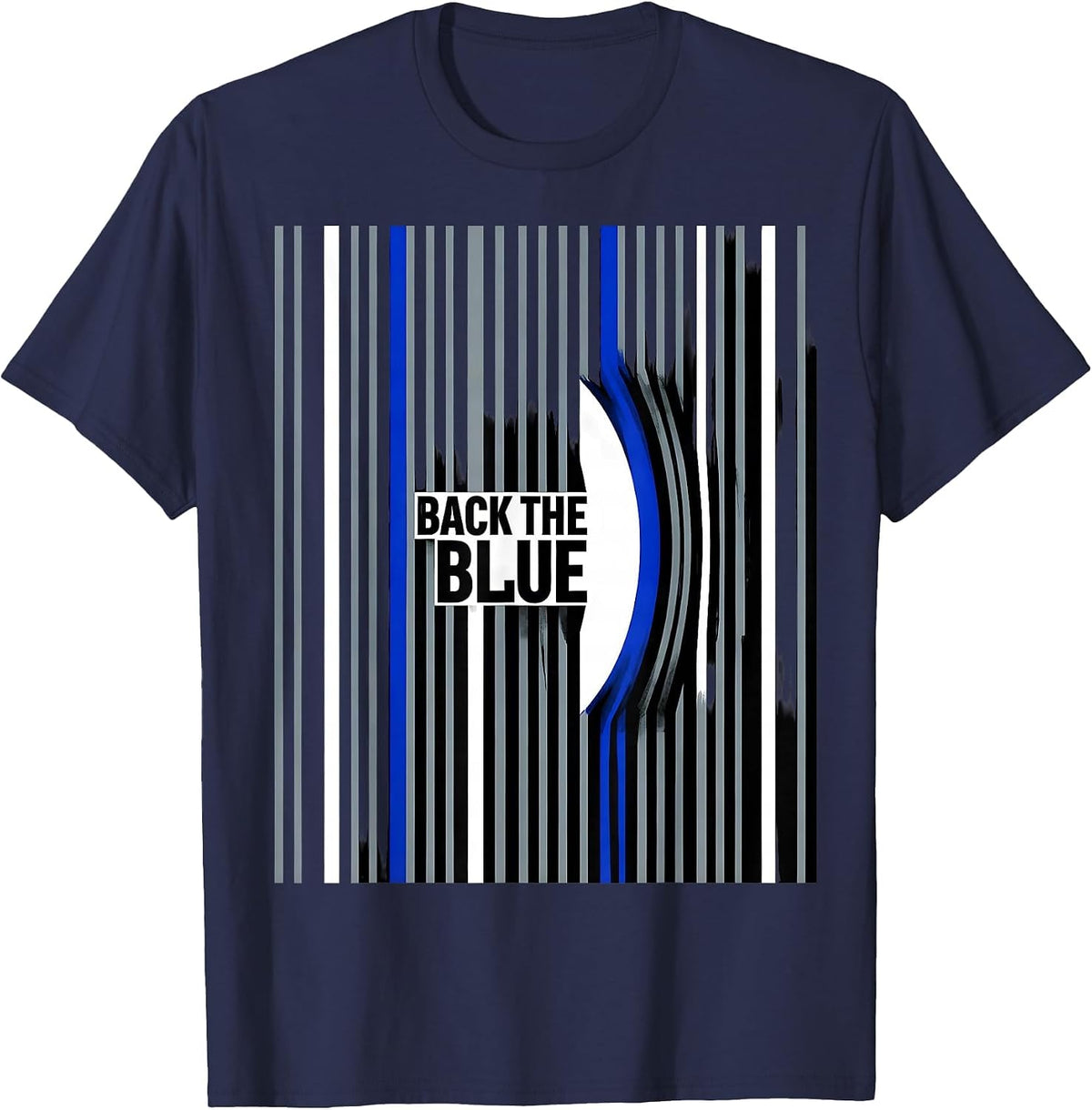 Men's Back The Blue Thin Blue Line Police Support Law Enforcement T-Shirt - Navy Blue