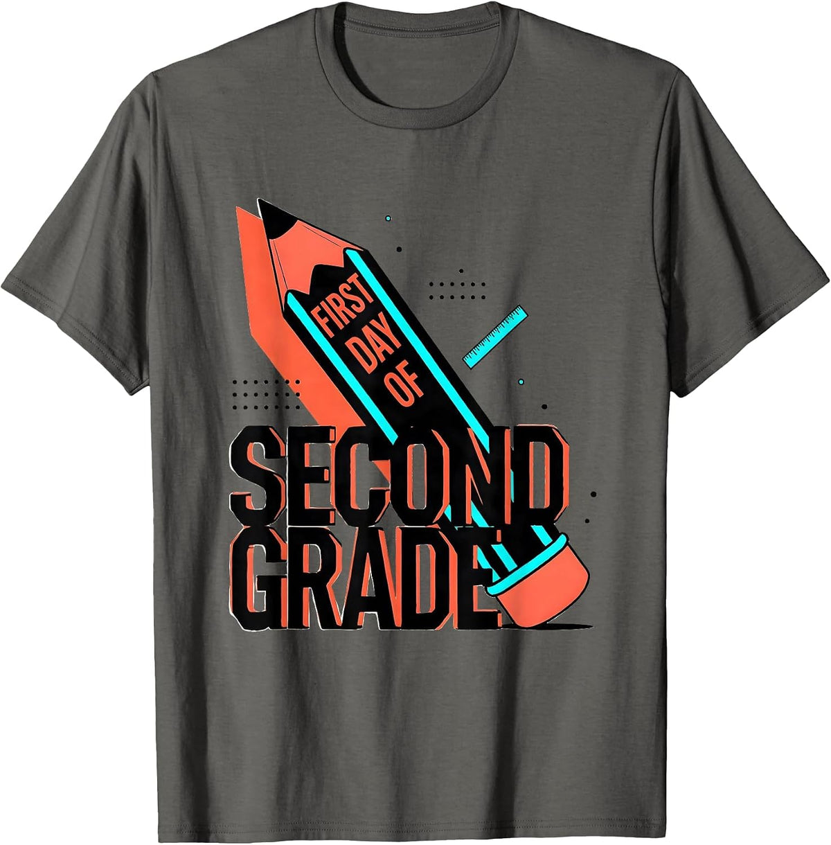 First Day Of Second Grade Retro Groovy Back To School T-Shirt - Asphalt Grey