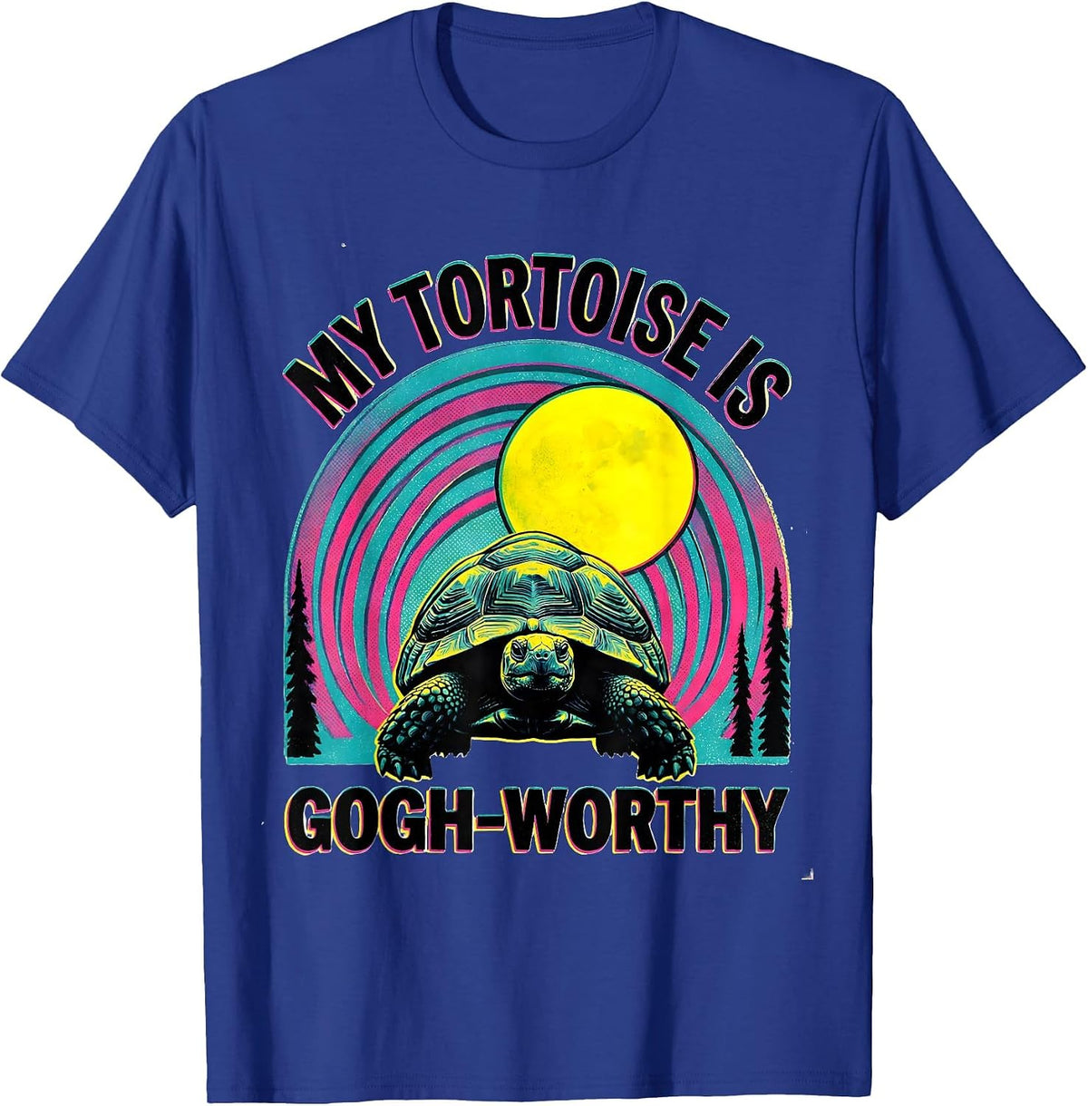 My Tortoise Is Gogh-Worthy Risograph Animal Lover Gift T-Shirt - Royal Blue