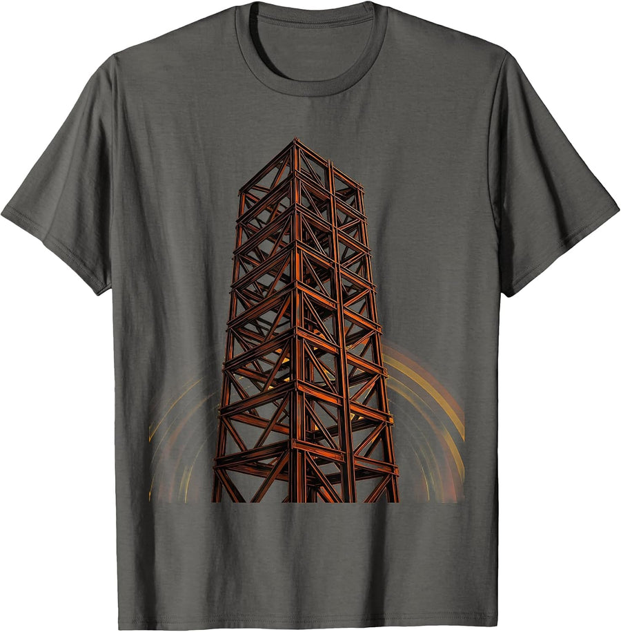 Labor Day Rising Skyscraper Steel Girder Illustration T-Shirt, Men, Asphalt Grey, XX-Large - As Pictured