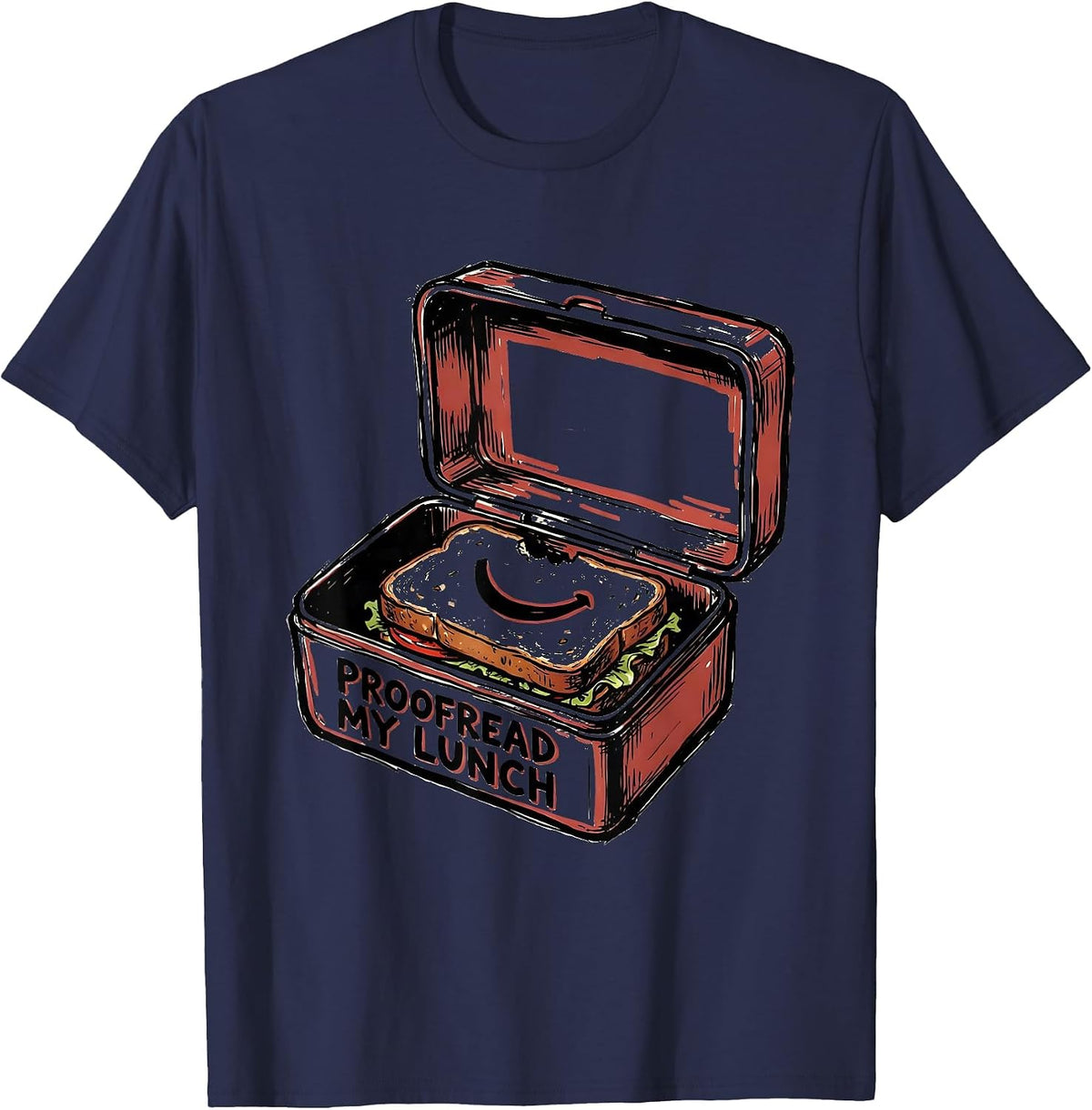 Proofread My Lunch Funny Grammar Teacher English Punctuation T-Shirt - Navy Blue